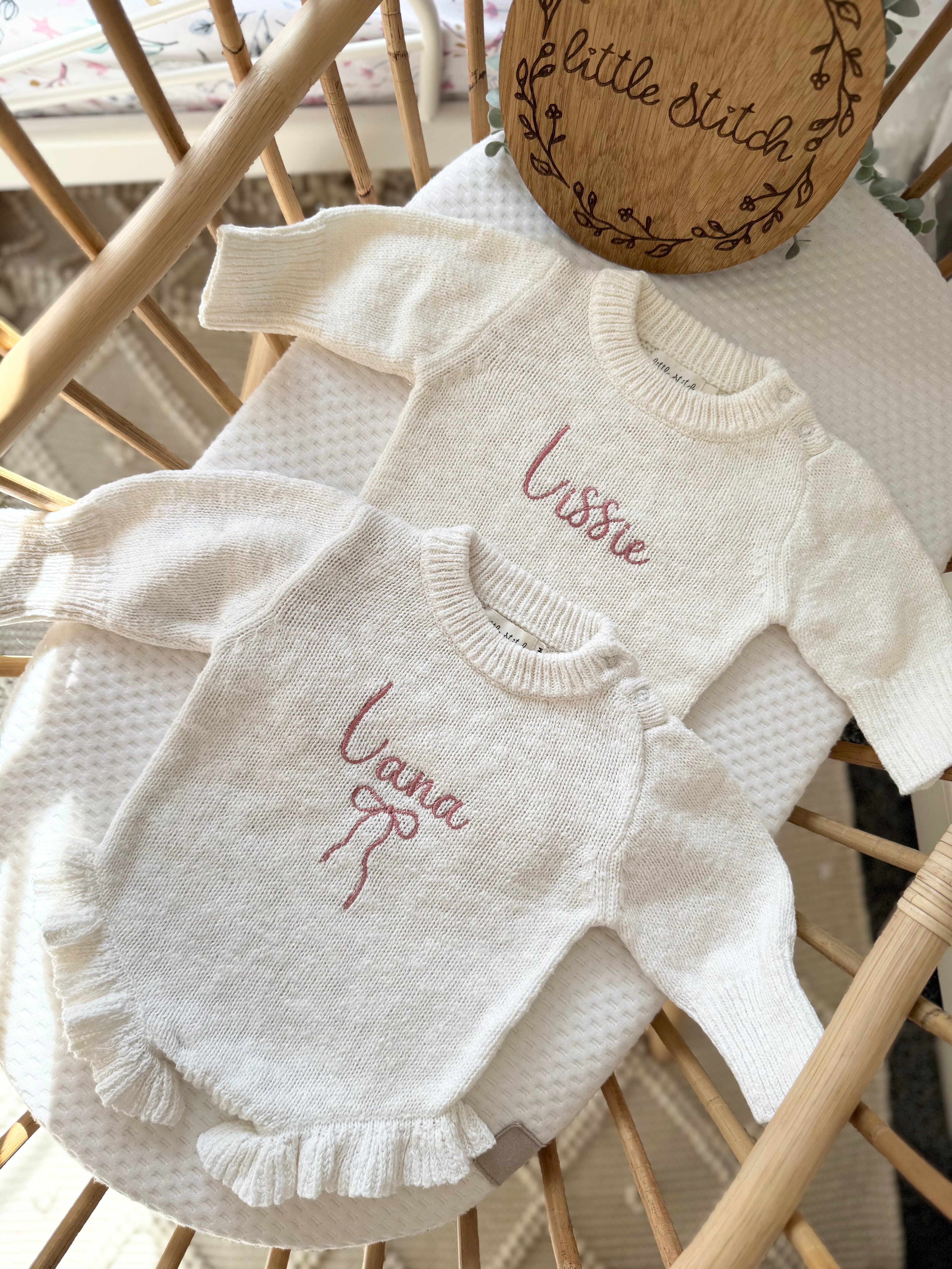 White frill romper - plain name only