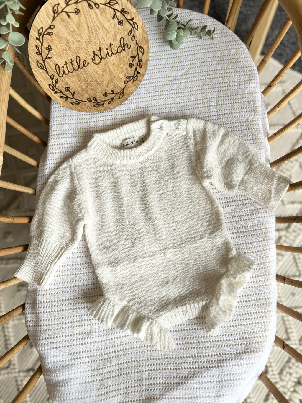 White frill romper - plain name only