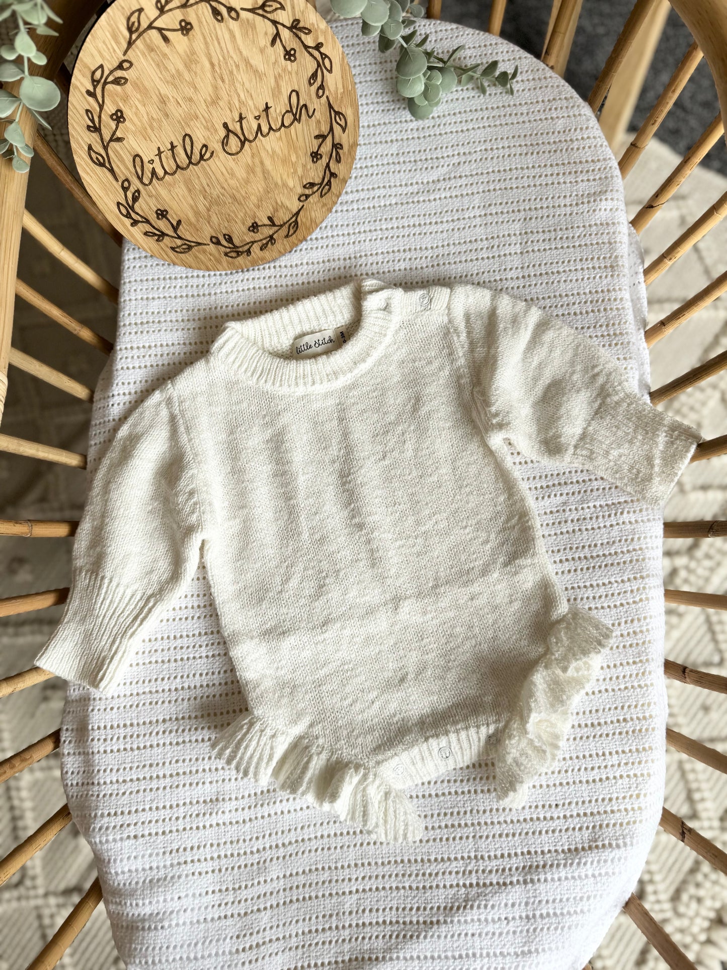 White frill romper - plain name only