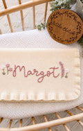 Name and flowers design - hand embroidered (2-3 weeks turnaround)
