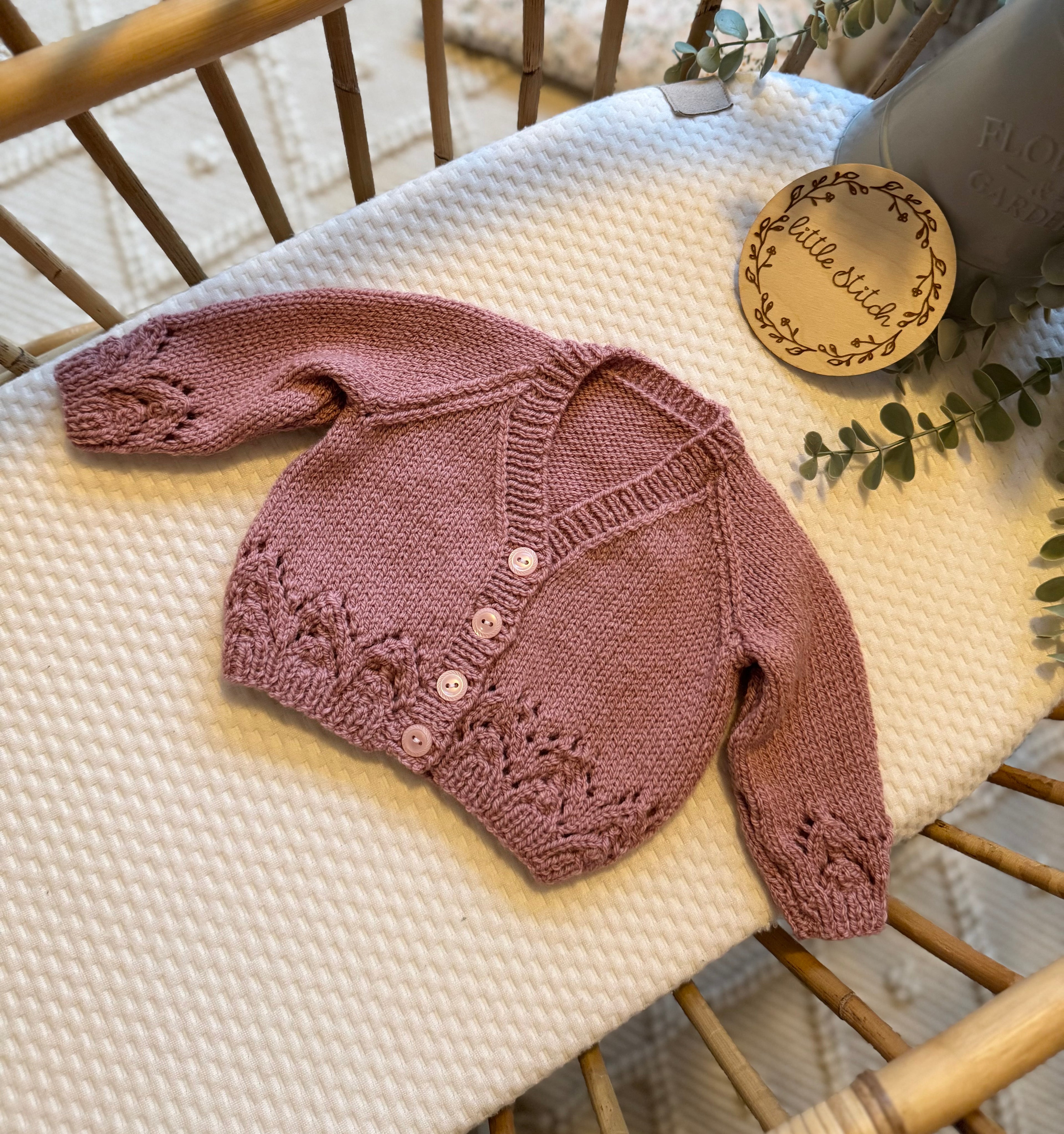 Pink 3-6m handknitted cardigan