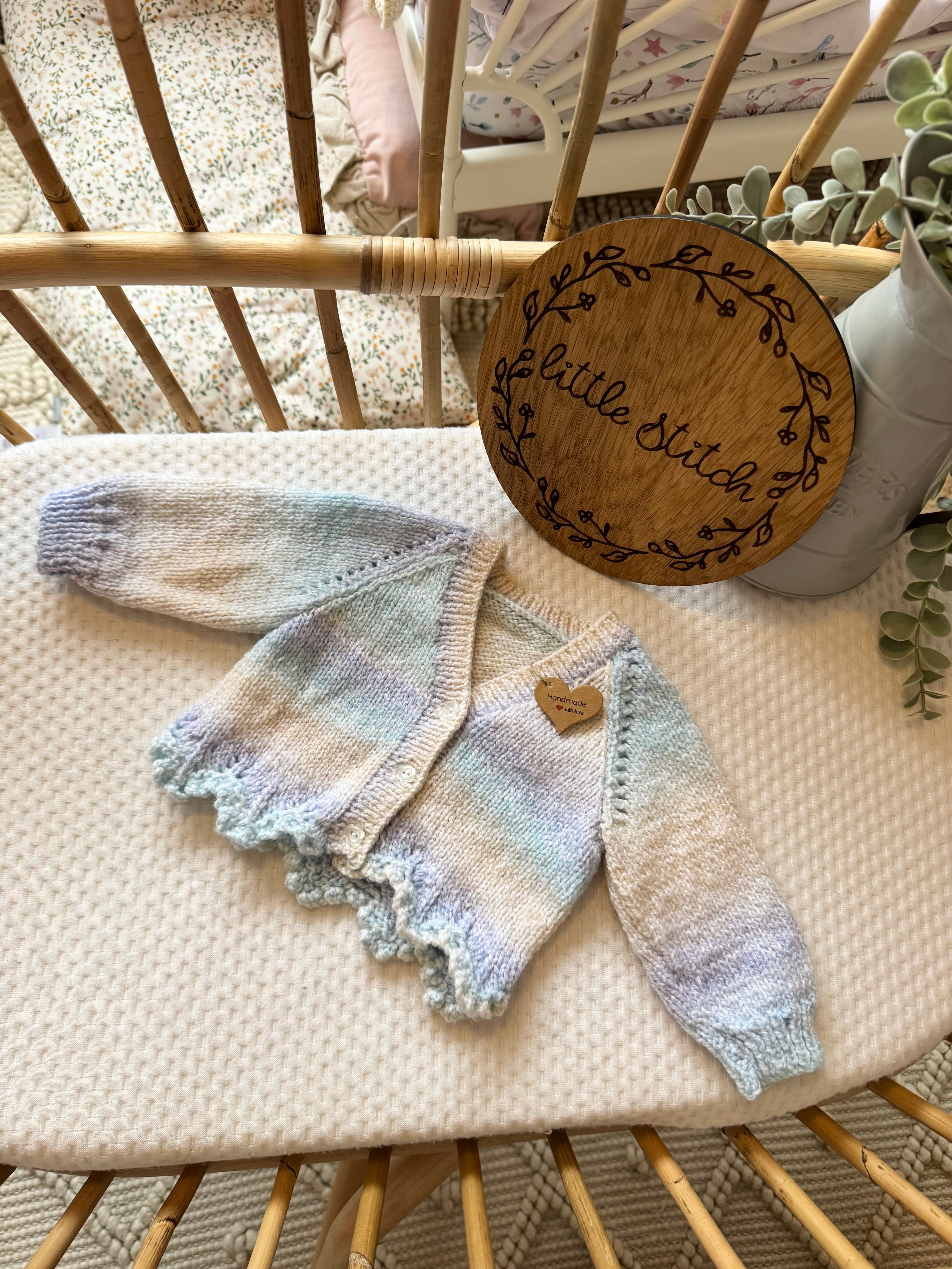 Pastel 0-3m handknitted cardigan