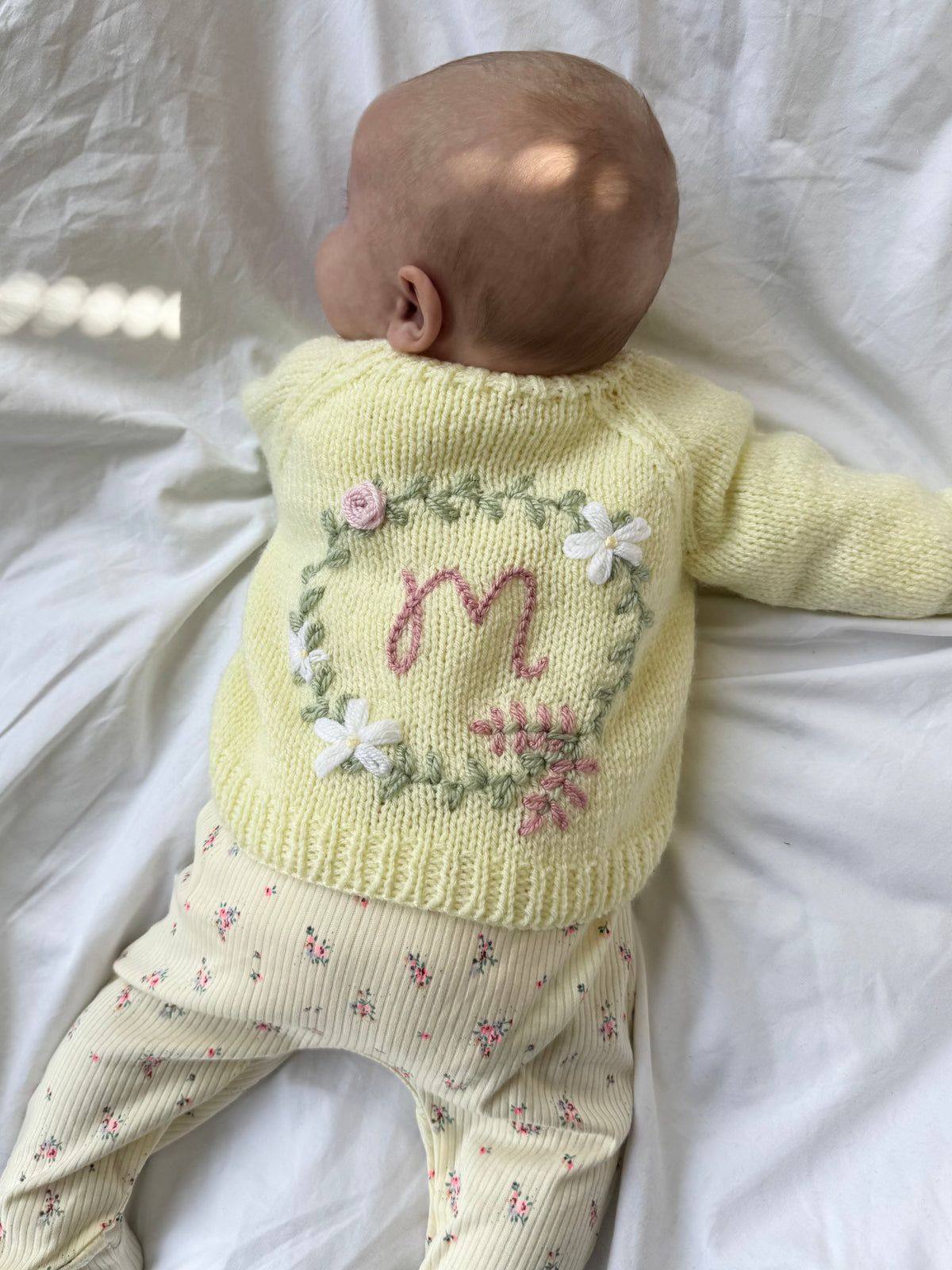 Hand embroidered floral wreath add on - add onto any cardigan