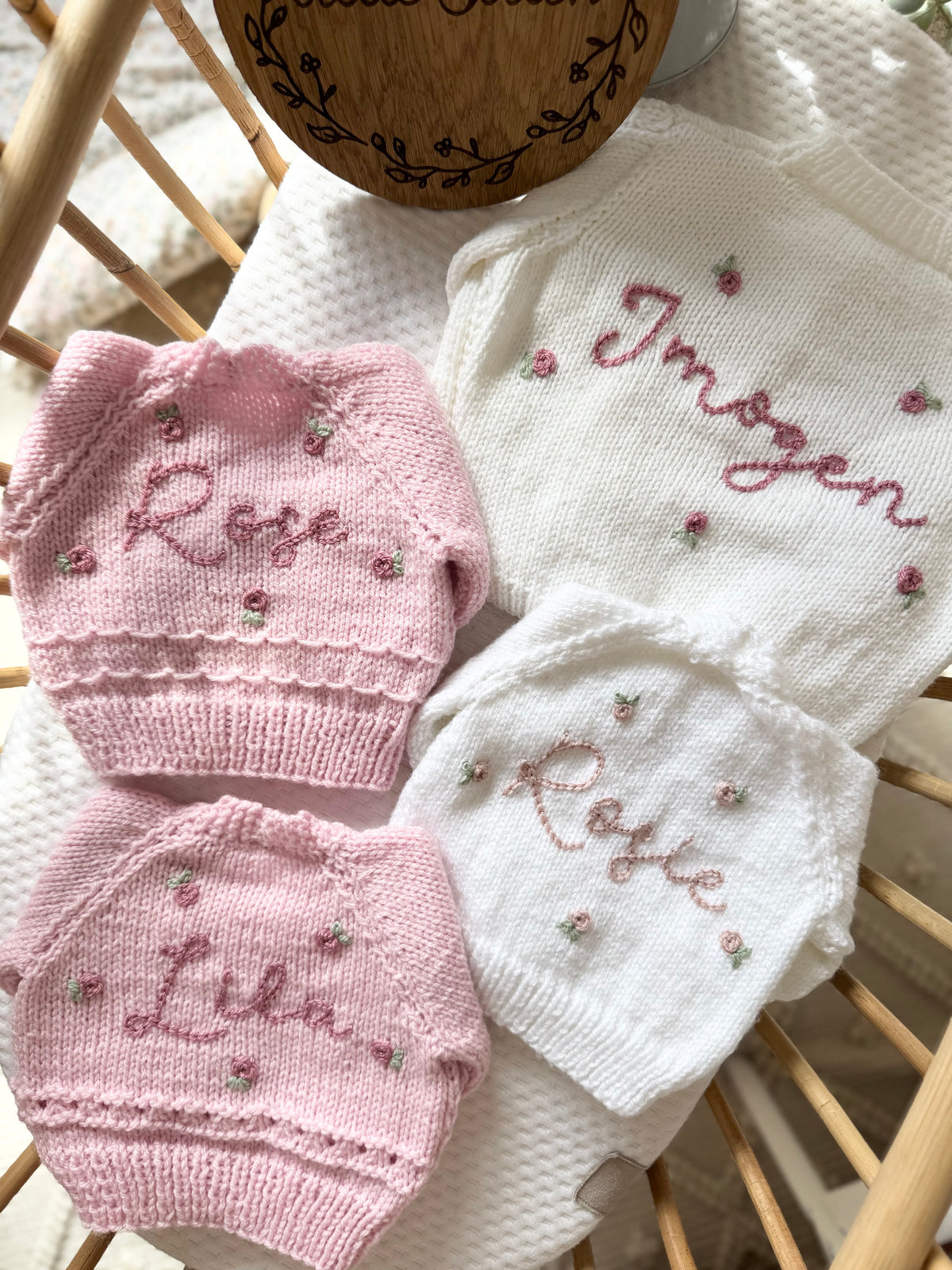 Hand embroidery add on - hand knitted cardigans ONLY