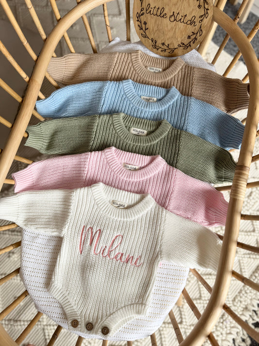 Newborn knitted romper - plain name