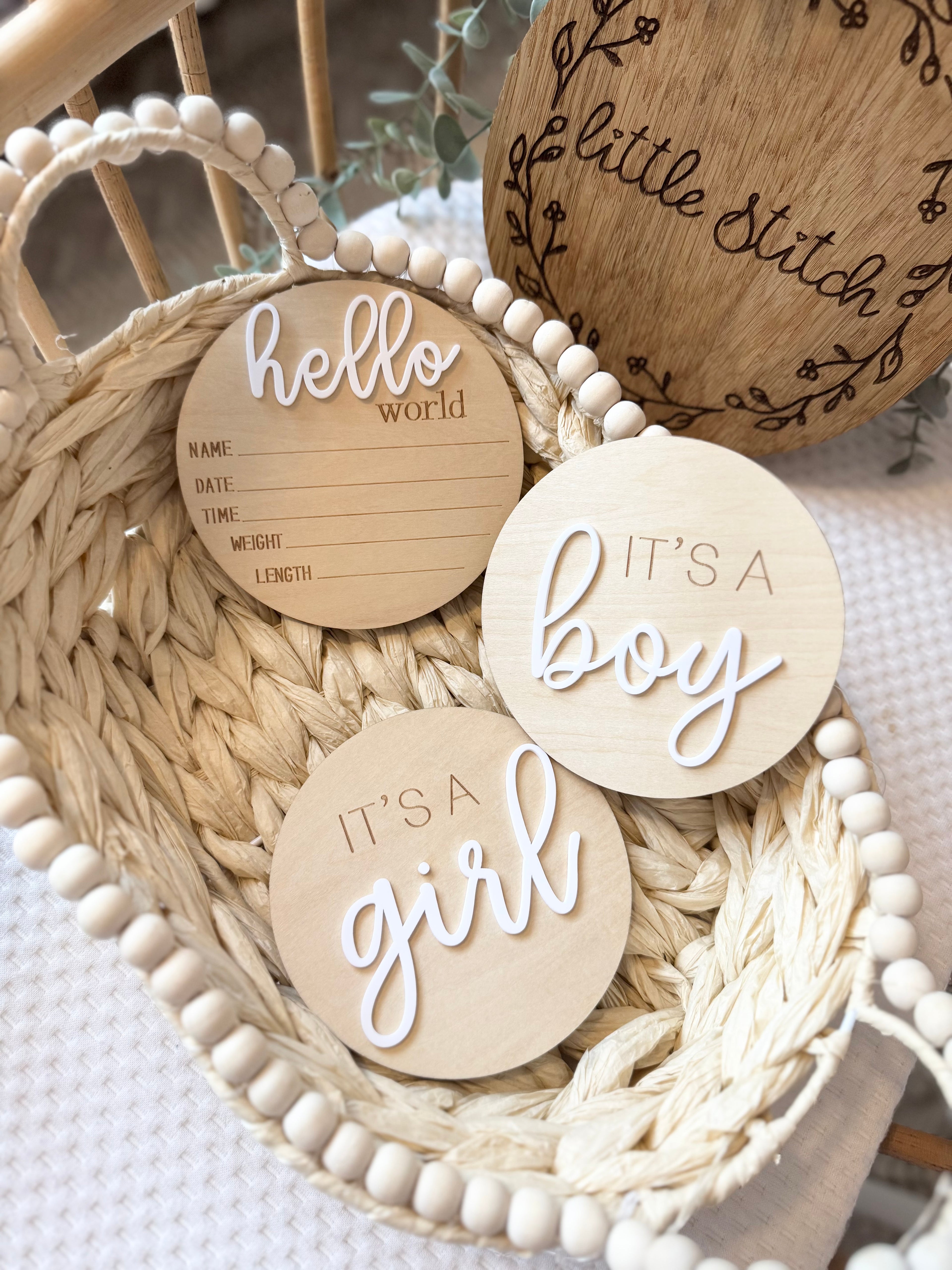 Gender reveal plaque bundle