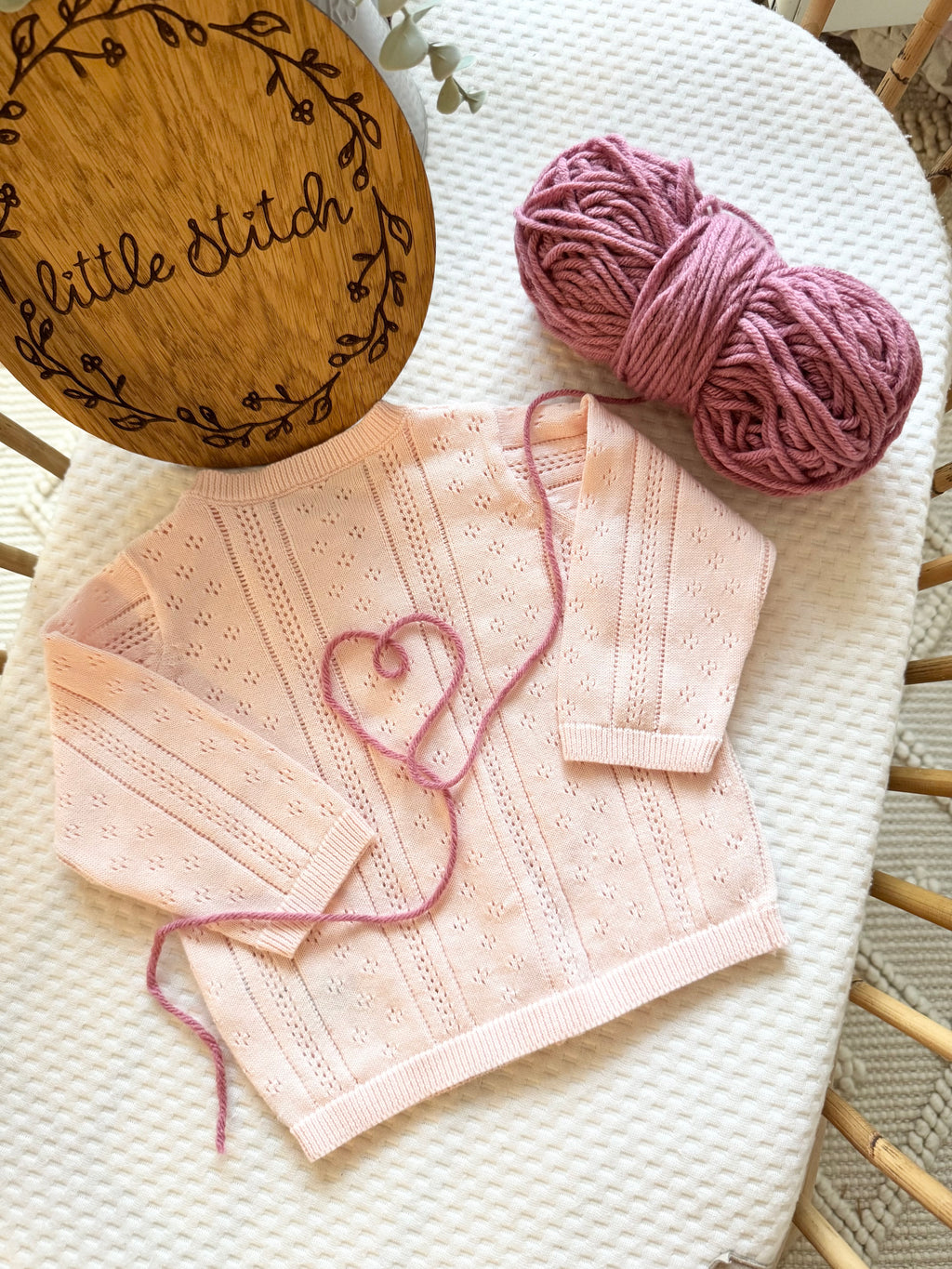 Pink cardigan - Name & scattered roses (on the back) add name to notes 💗