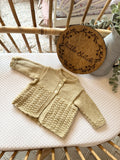 Beige 0-3m handknitted cardigan