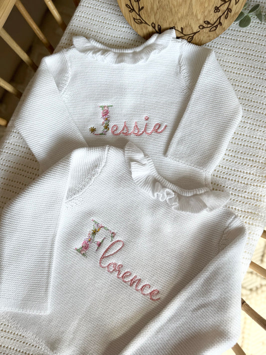 Floral first letter cardigan