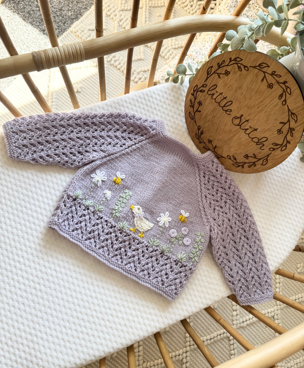 Duck theme cardigan 3-6m - (NO NAME INCLUDED- add on the name listing extra)