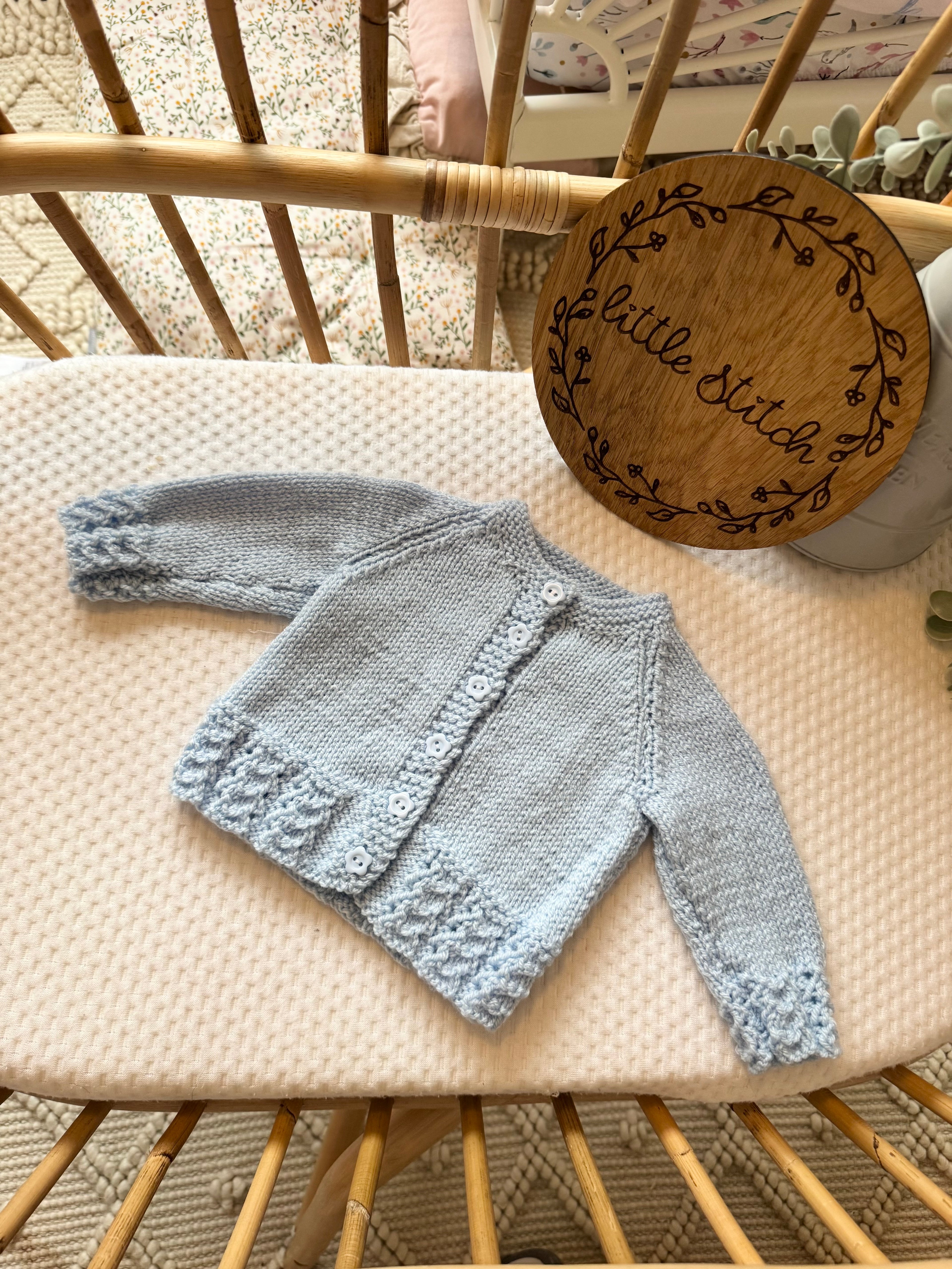Blue 0-3m Handknitted cardigan