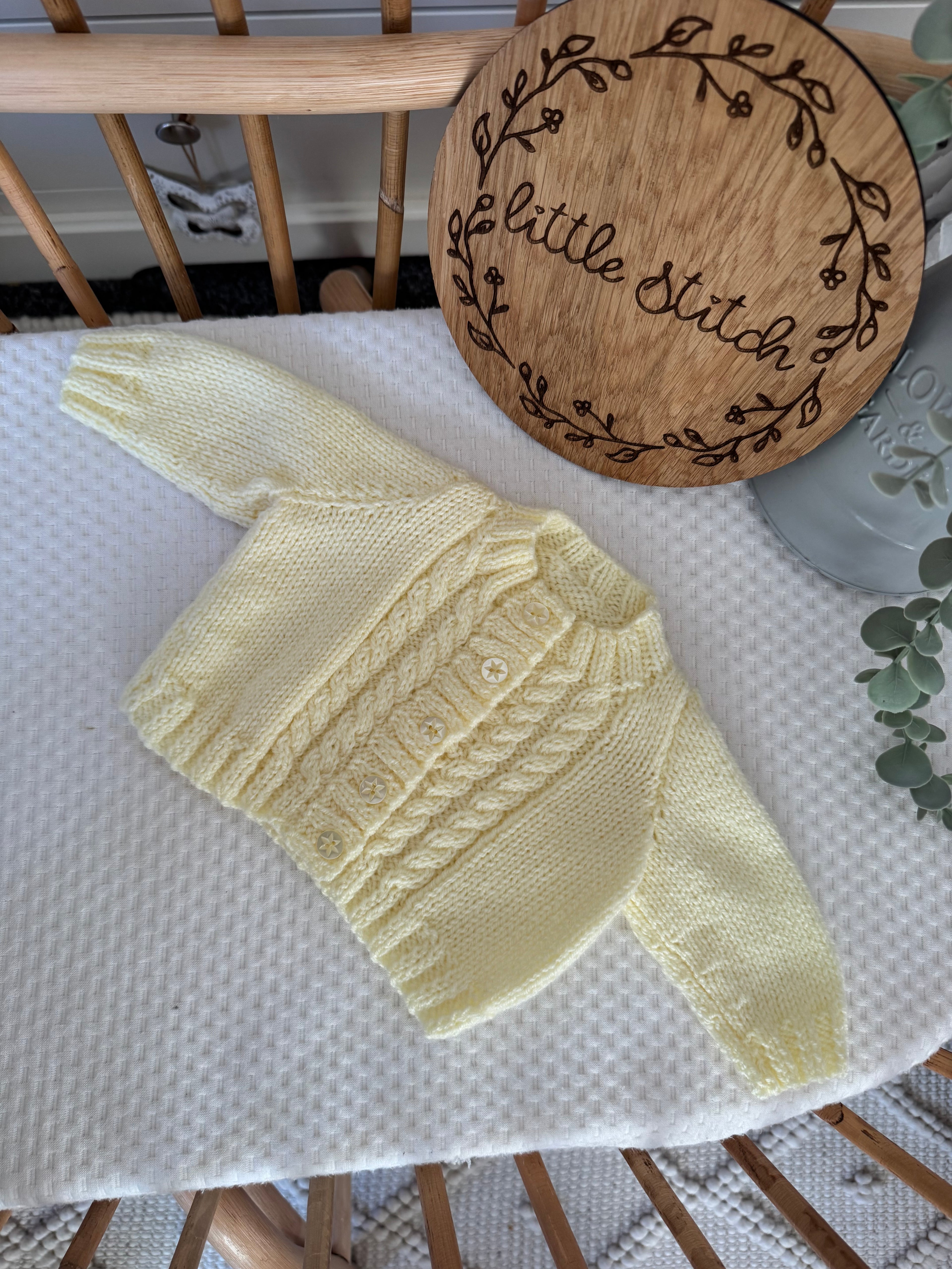 Yellow Hand knitted cardigan 0-3m