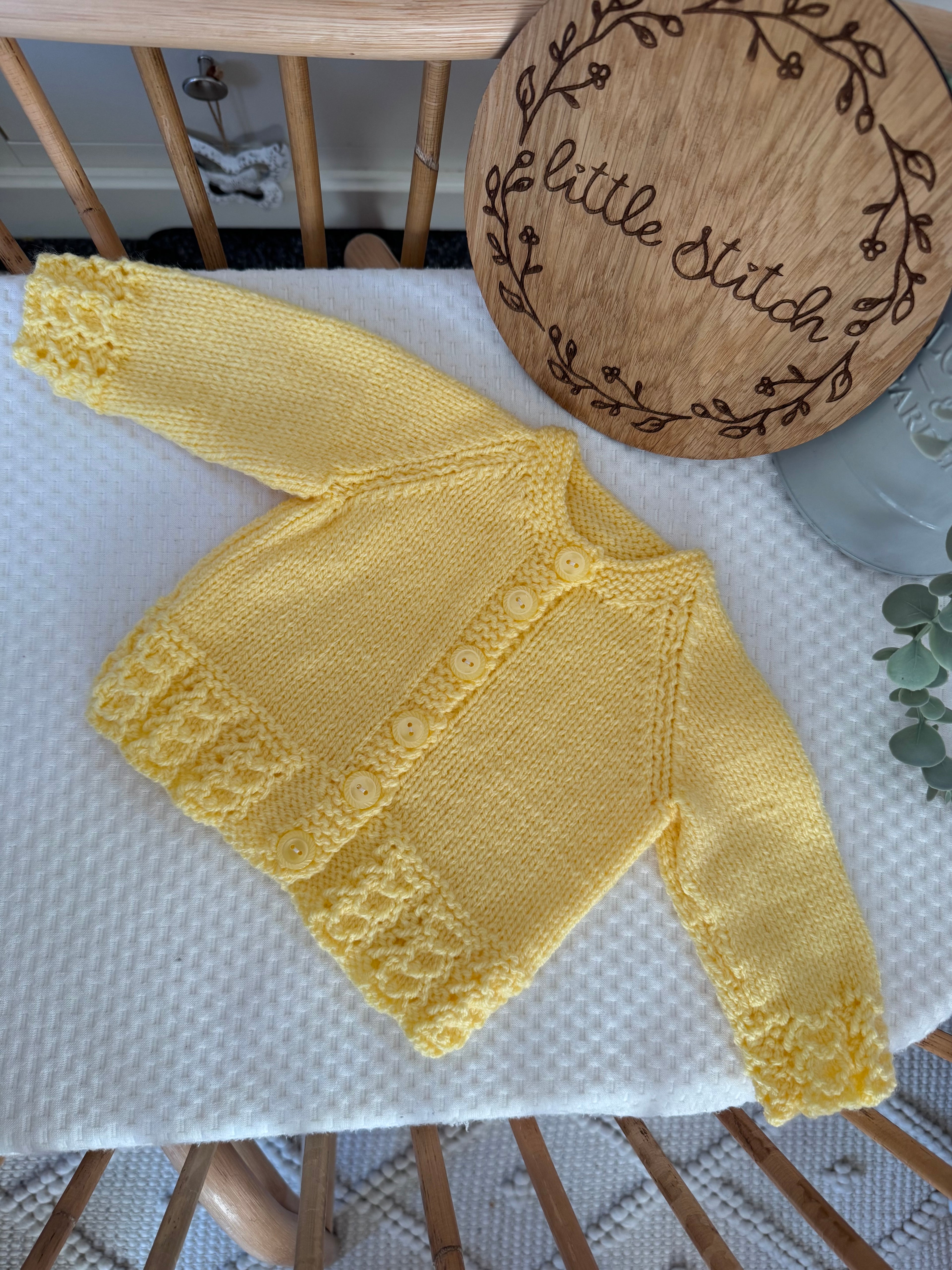 Yellow Hand knitted cardigan 0-3m