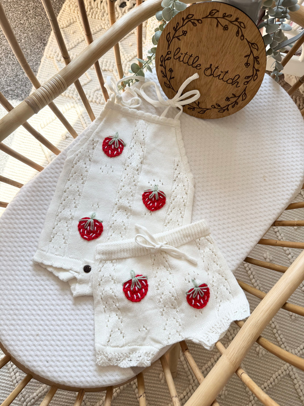 Strawberry romper and shorts set - 12-18m