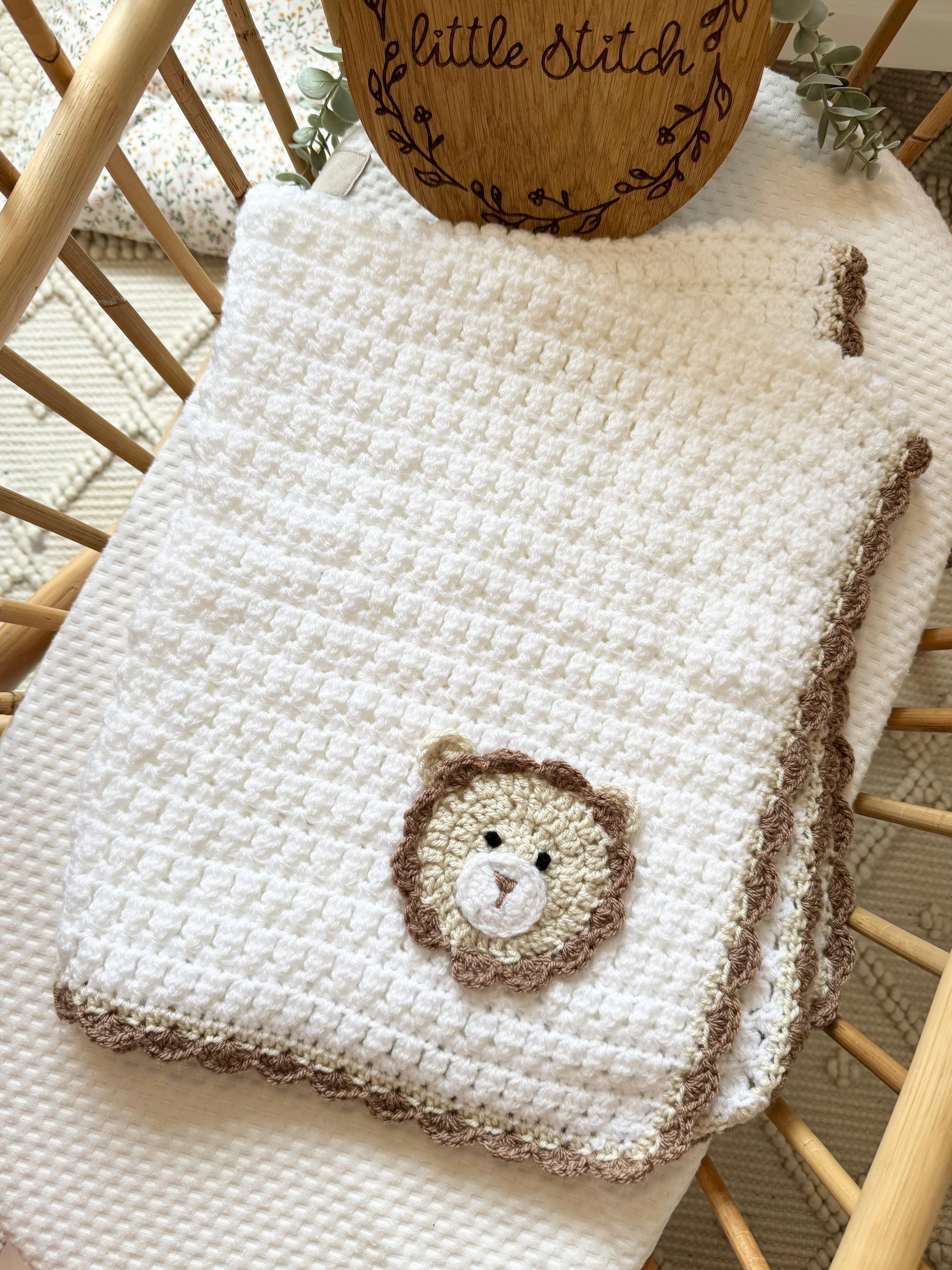 Hand knitted blanket - add the name to notes (pram size)