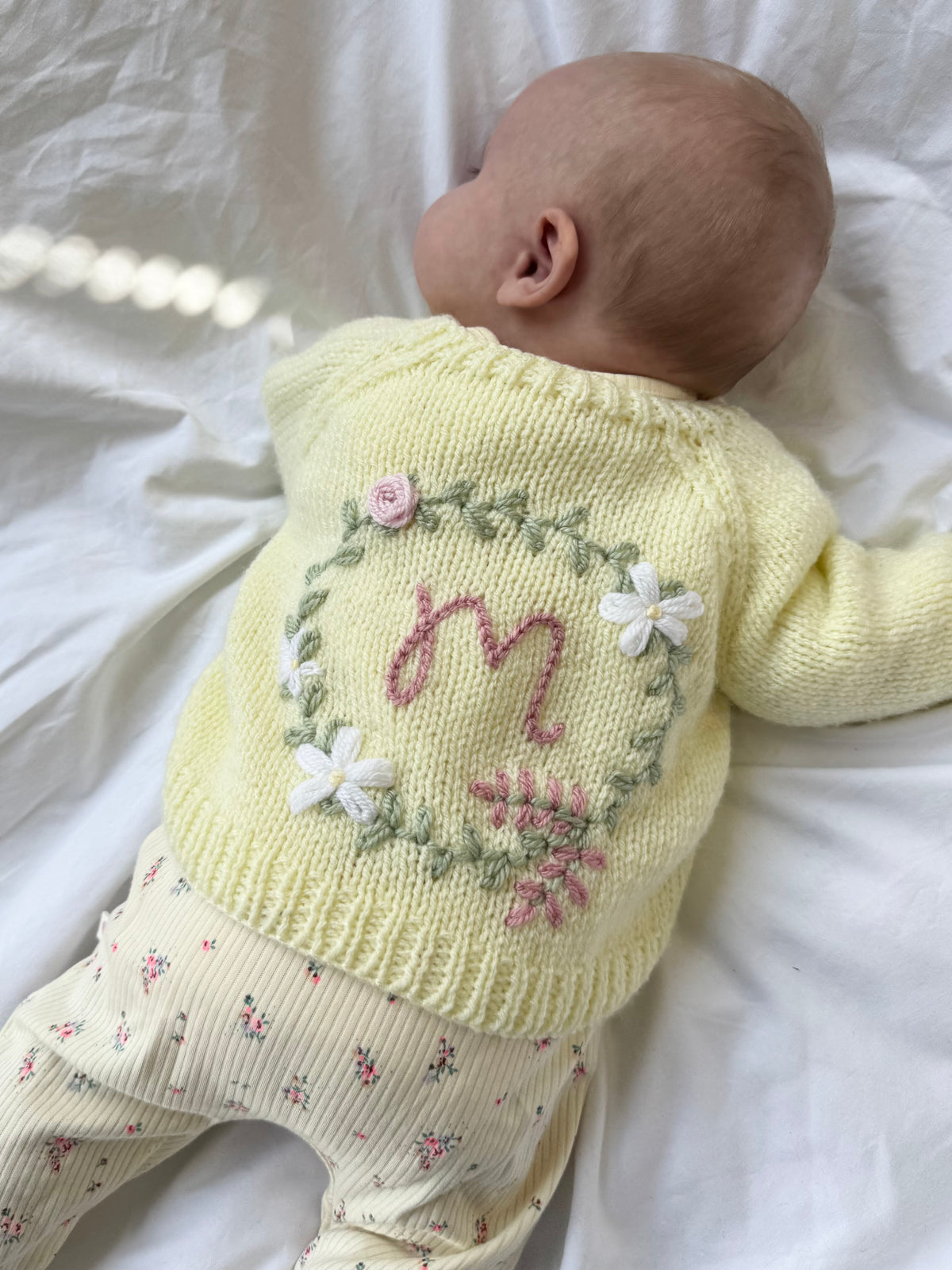 Hand embroidered floral wreath add on - add onto any cardigan