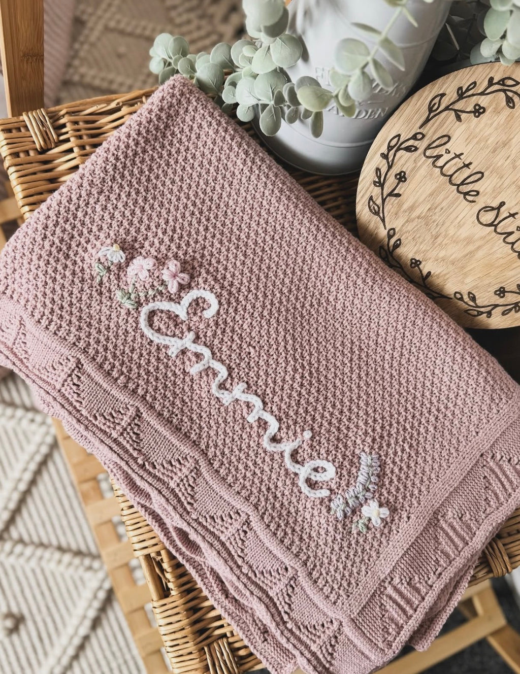 Name and flowers custom order (2-3 week turnaround)