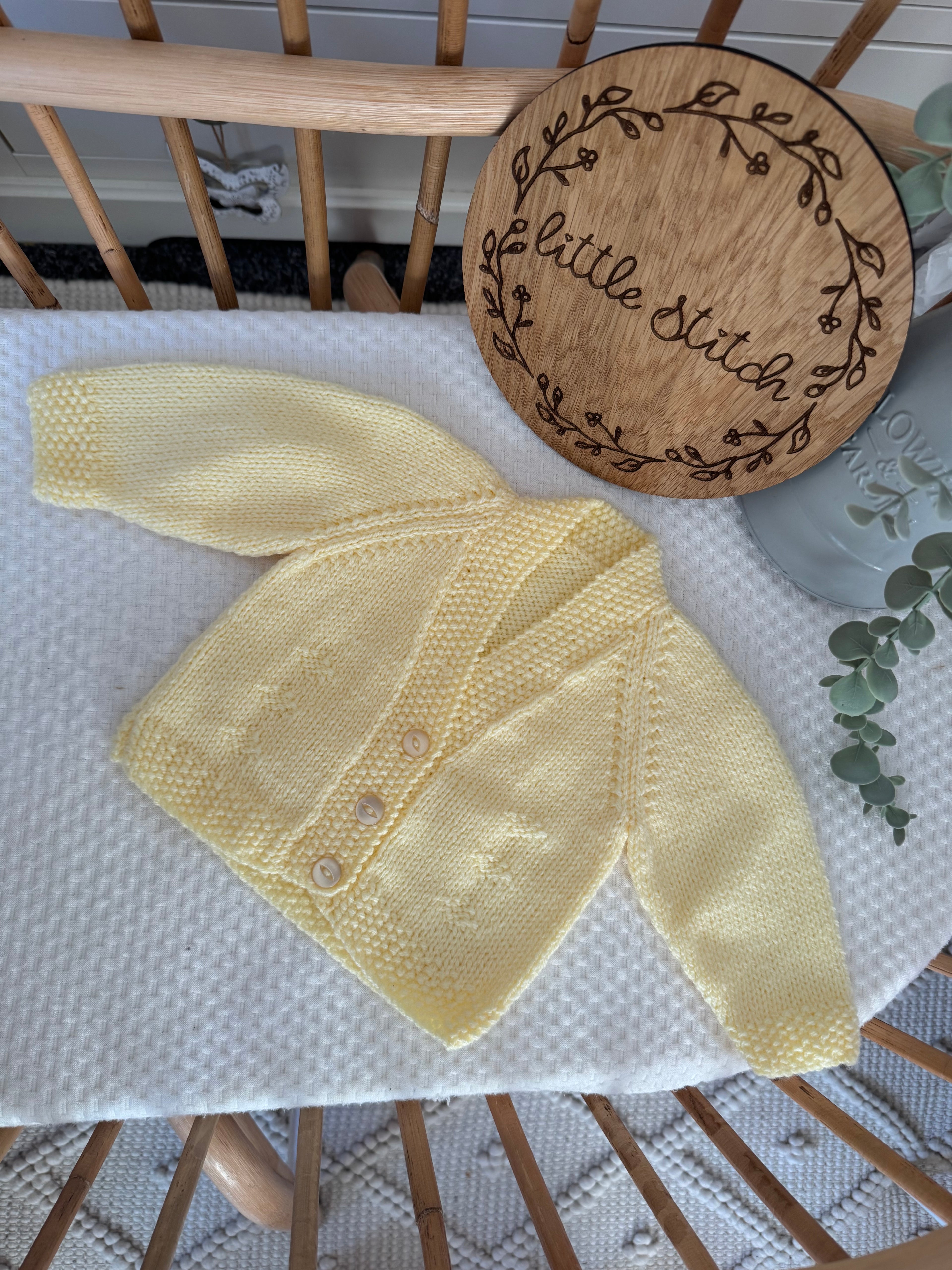Yellow Hand knitted cardigan 0-3m