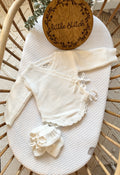 Name and bow design wrap over romper