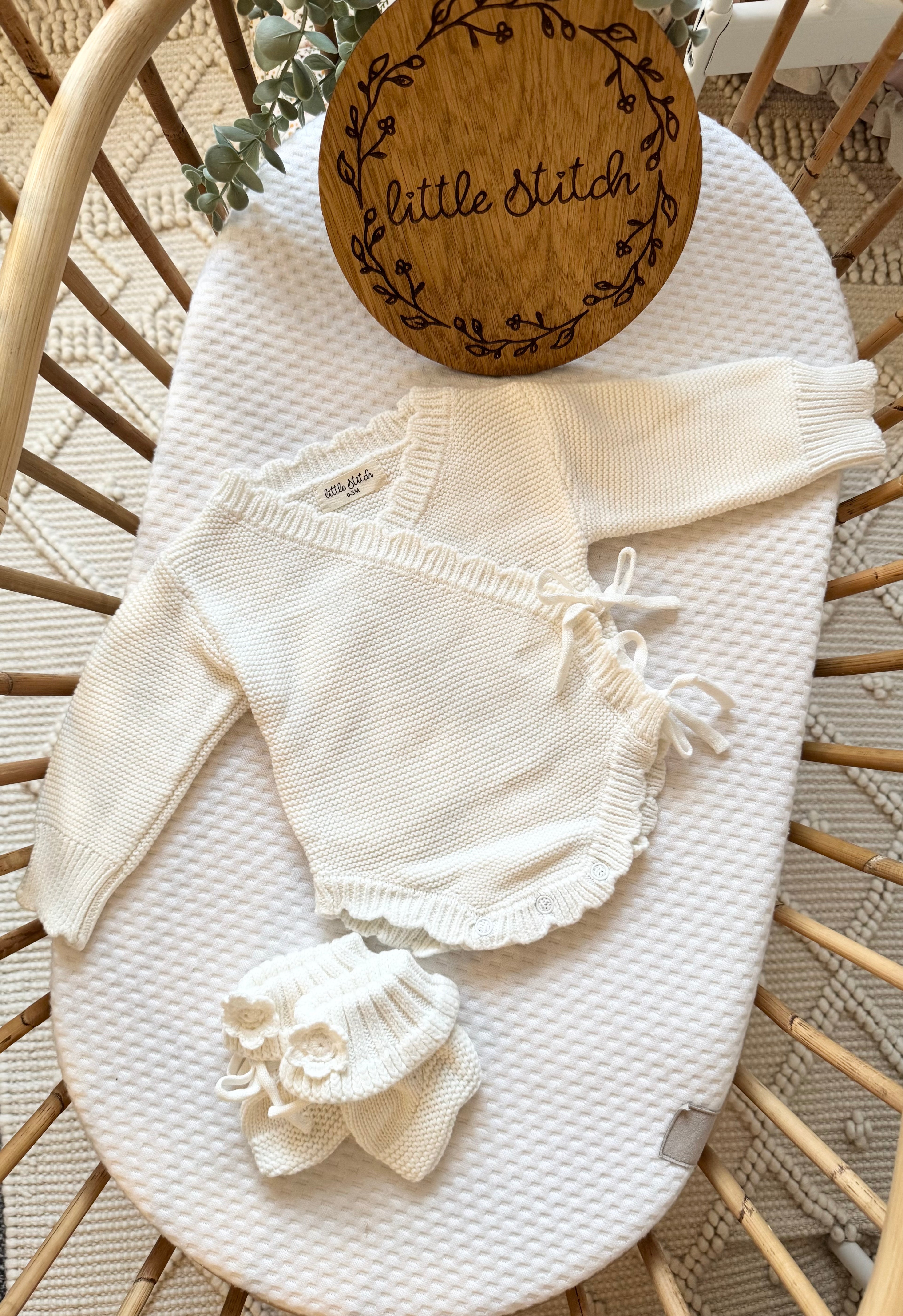 Name and bow design wrap over romper