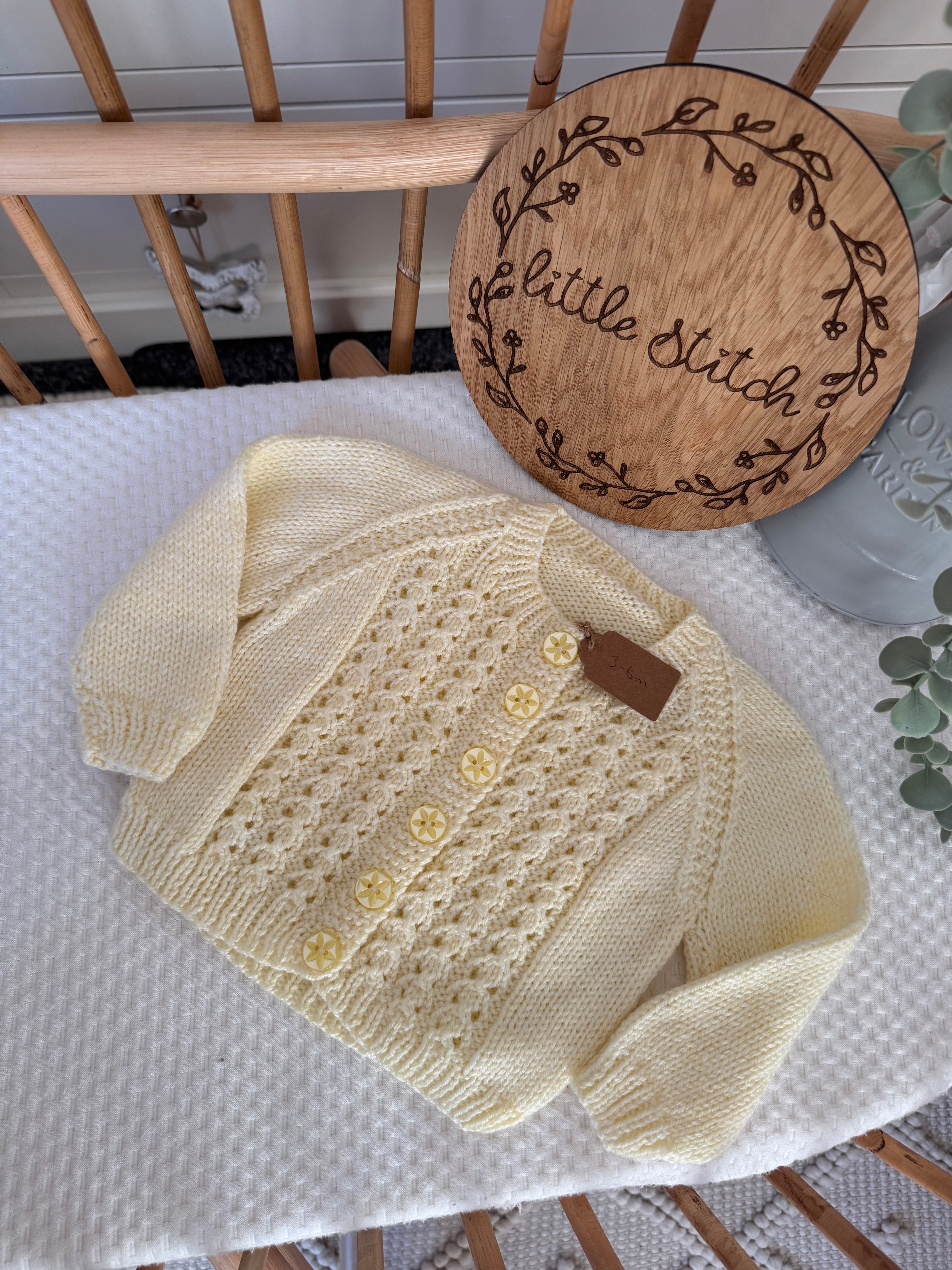 Yellow Hand knitted cardigan 3-6m