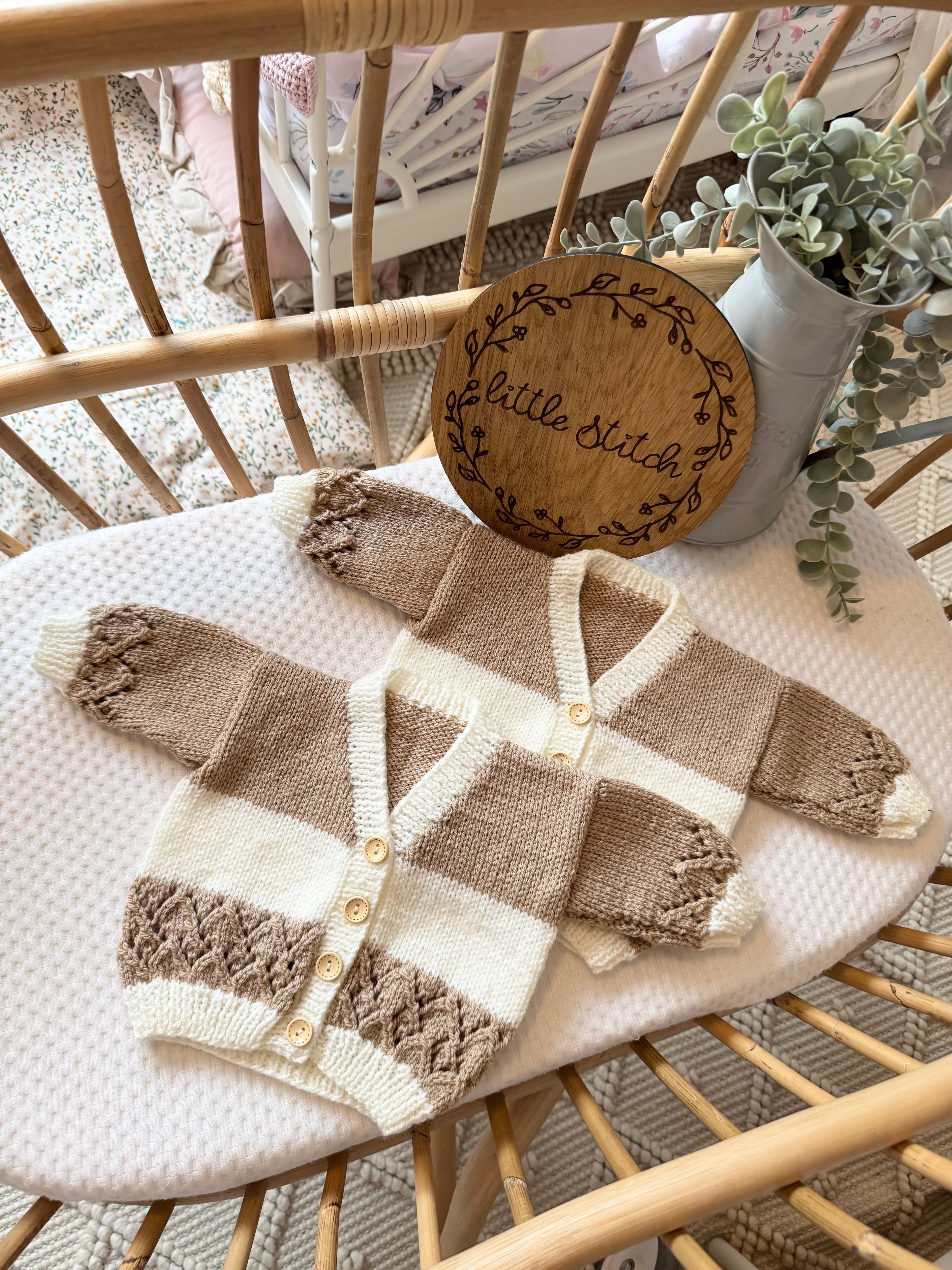 Brown stripe handknitted cardigan