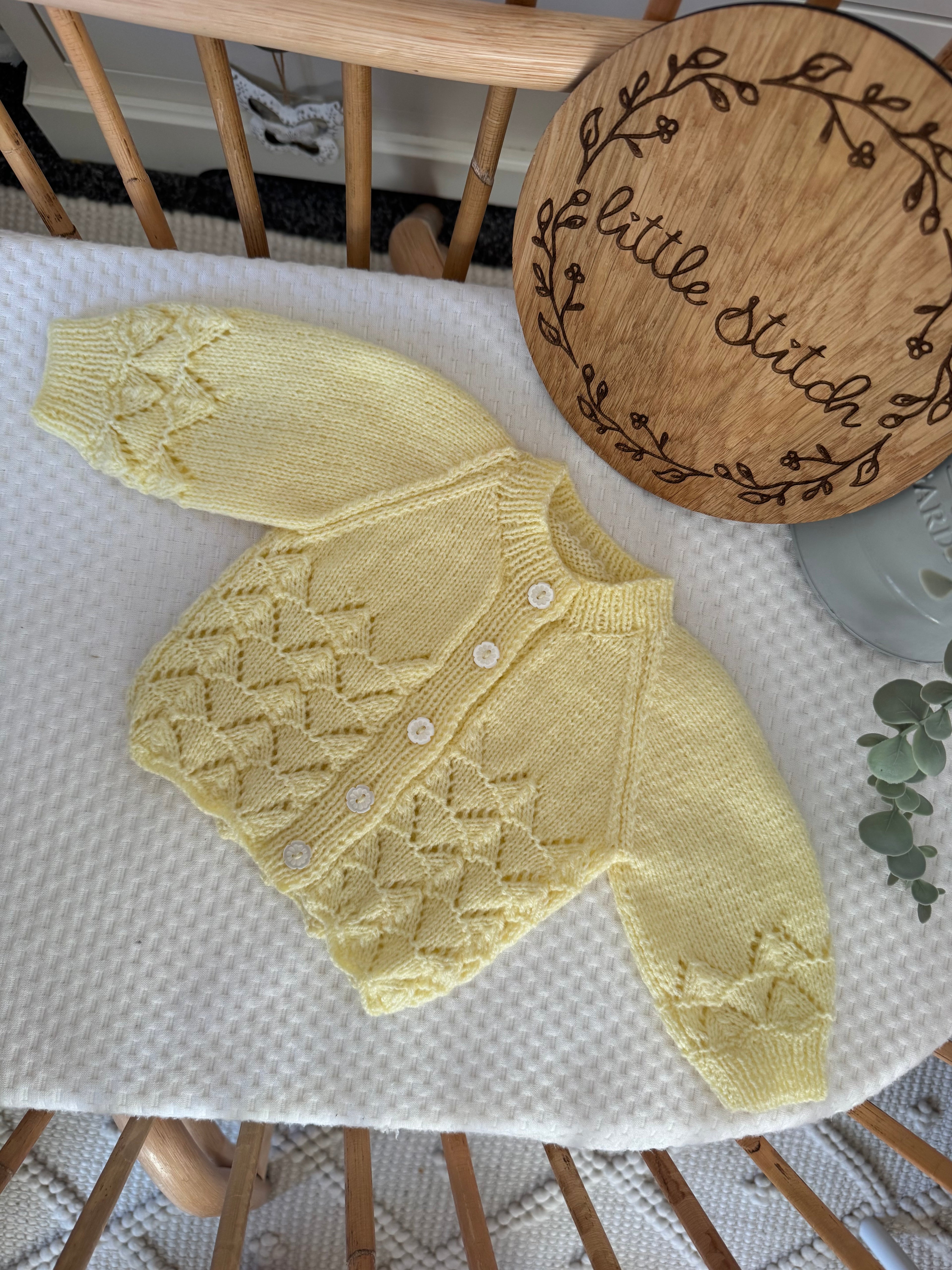 Yellow Hand knitted cardigan 0-3m
