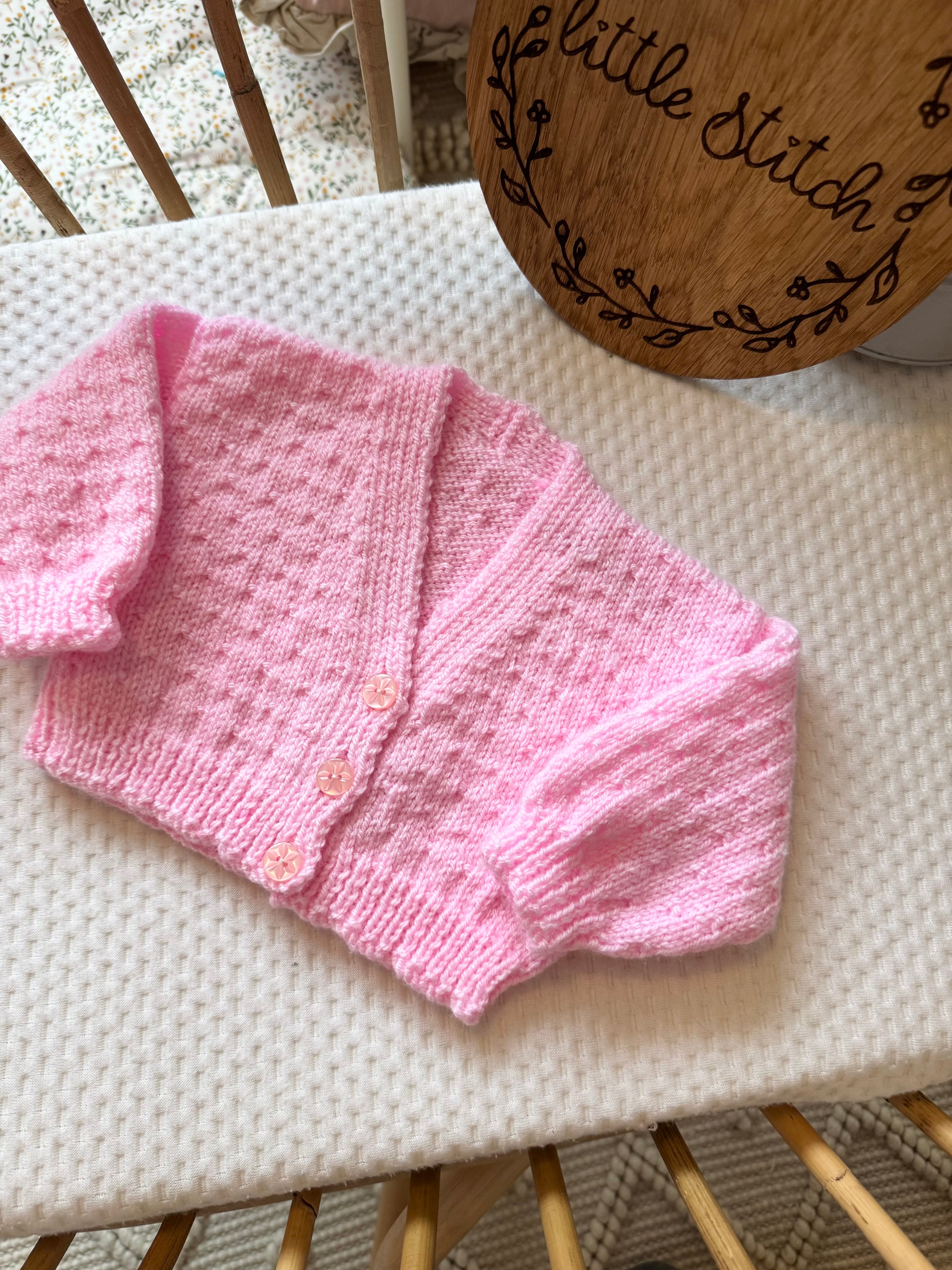 Pink 3-6m handknitted cardigan