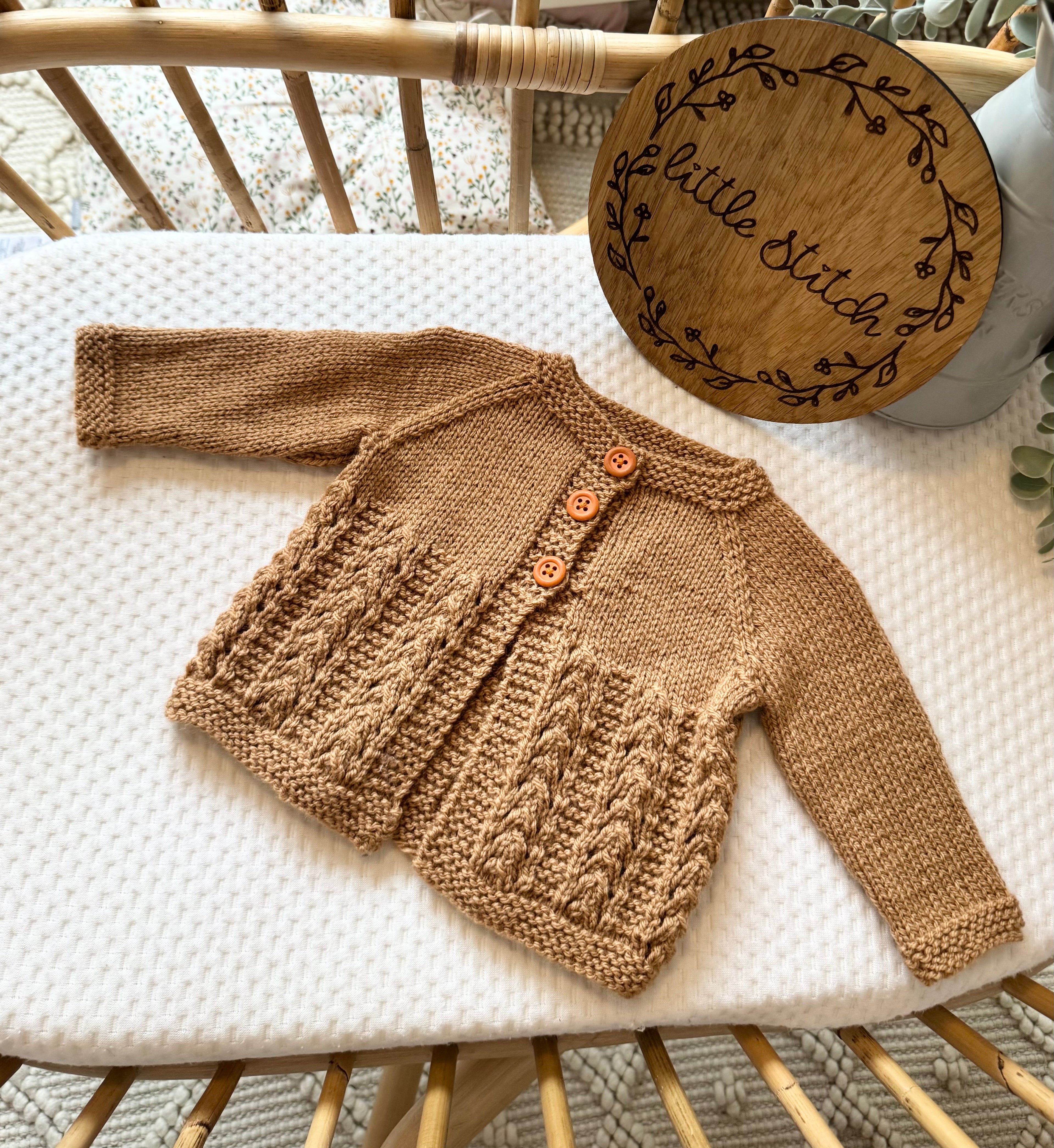 Rust 3-6m handknitted cardigan