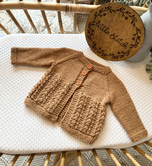 Rust 3-6m handknitted cardigan