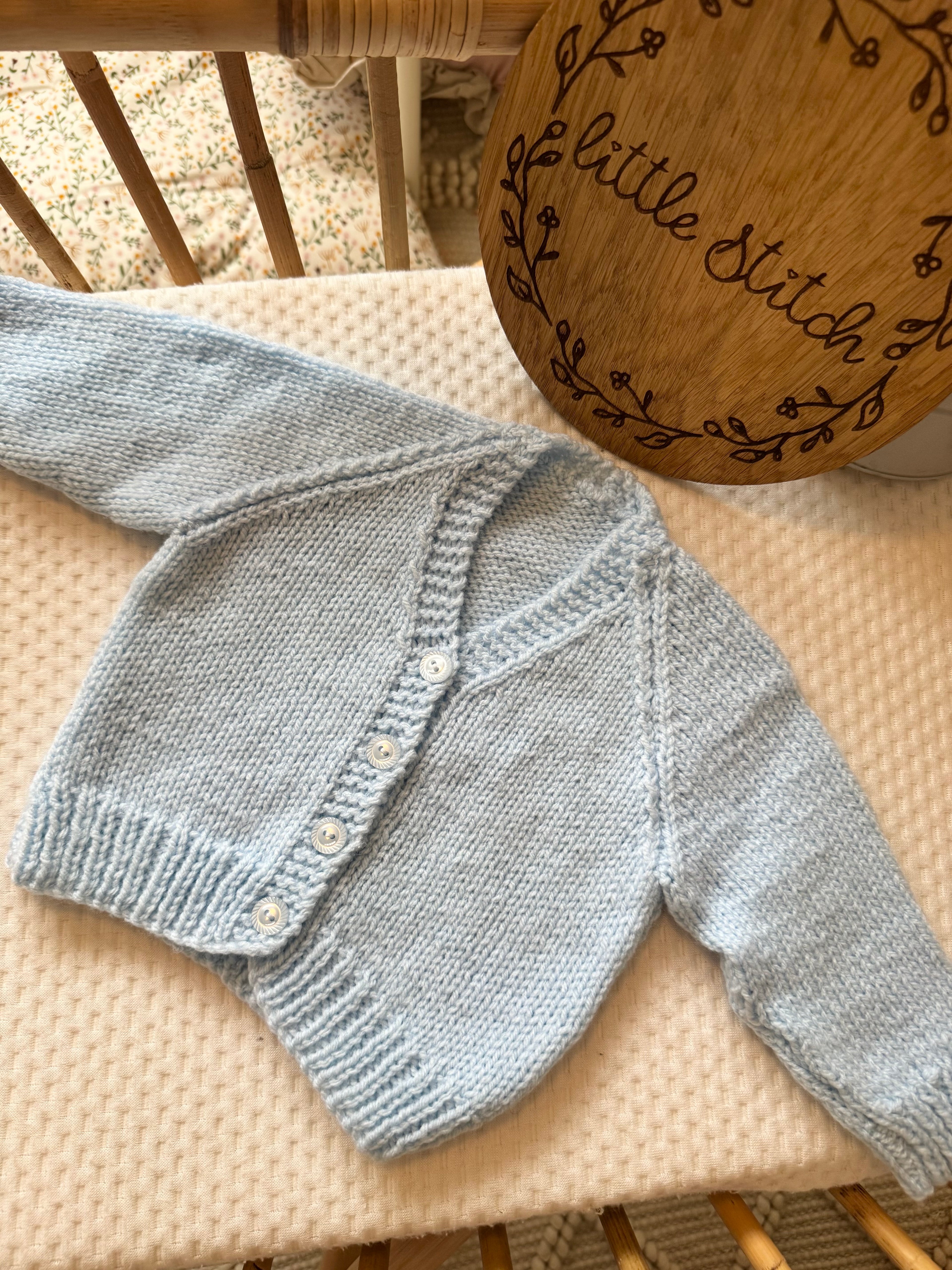 Blue 3-6m handknitted cardigan