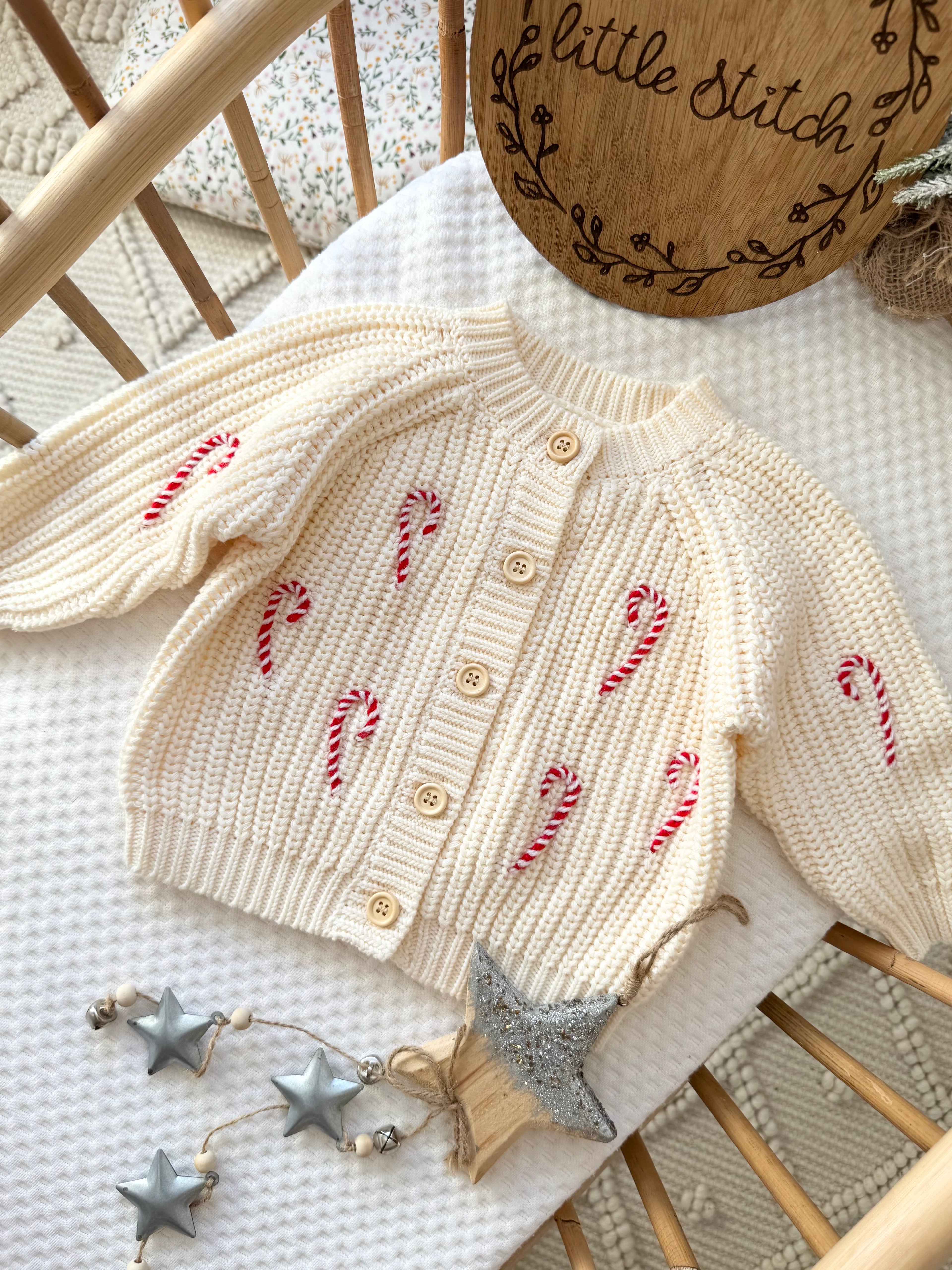 Candy cane cardigan - includes 1 single name