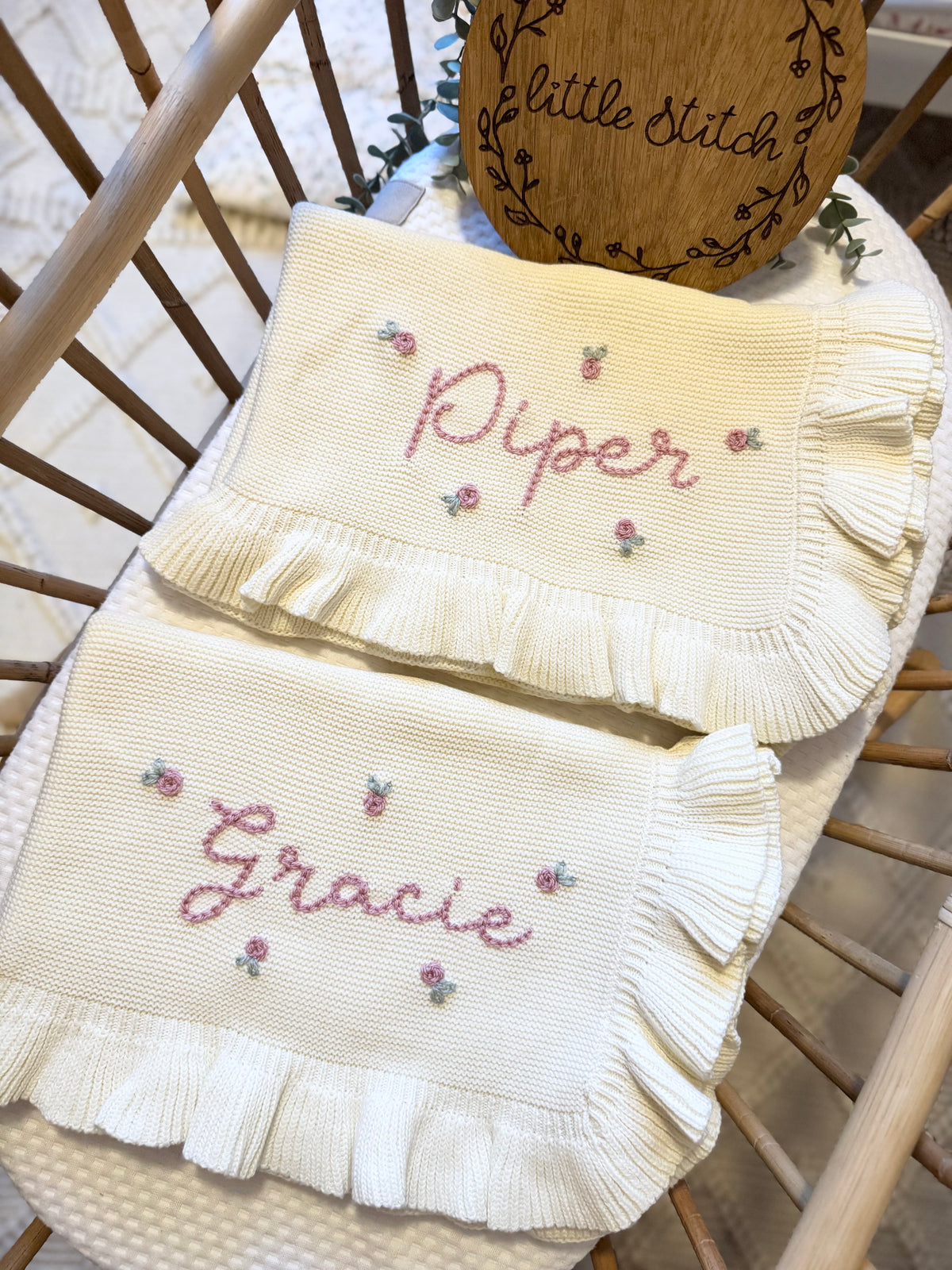 Rose and name blanket (2-3 weeks turnaround)