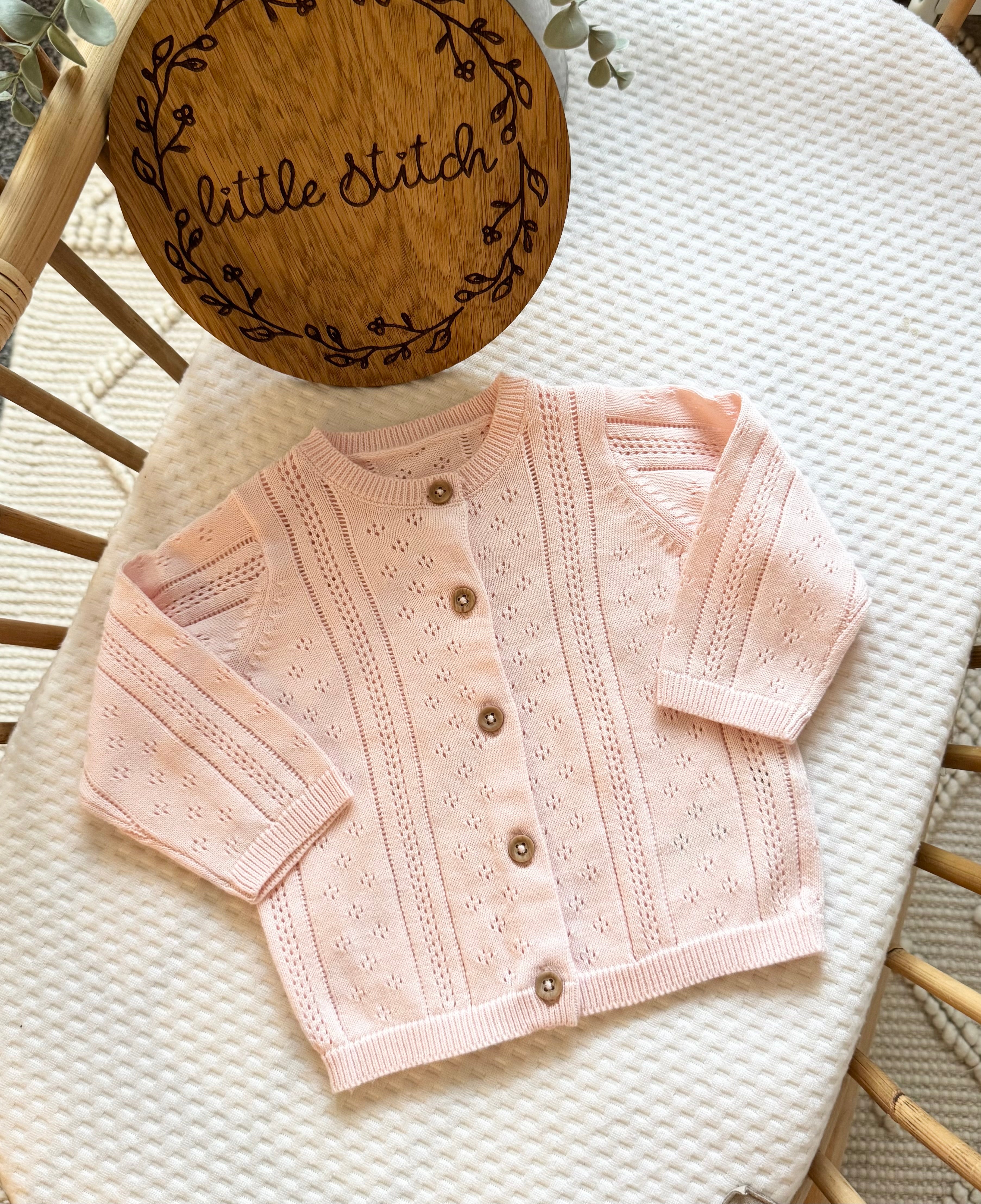 Pink cardigan - Name & scattered roses (on the back) add name to notes 💗