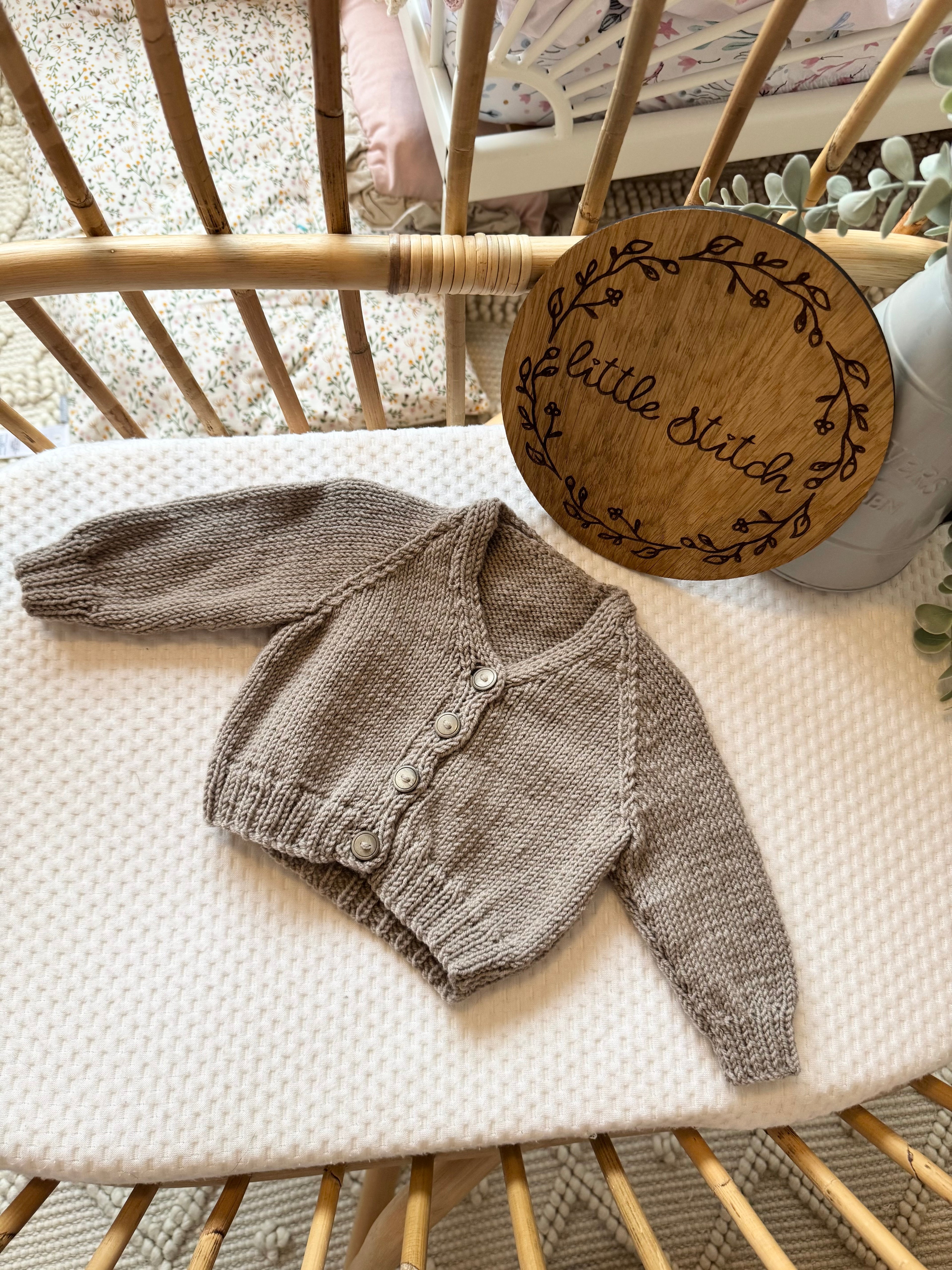 Brown 0-3m handknitted cardigan