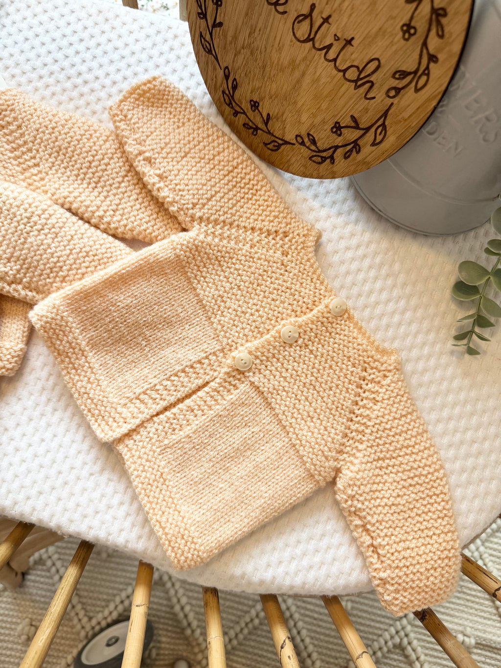 Newborn peach handknitted cardigan