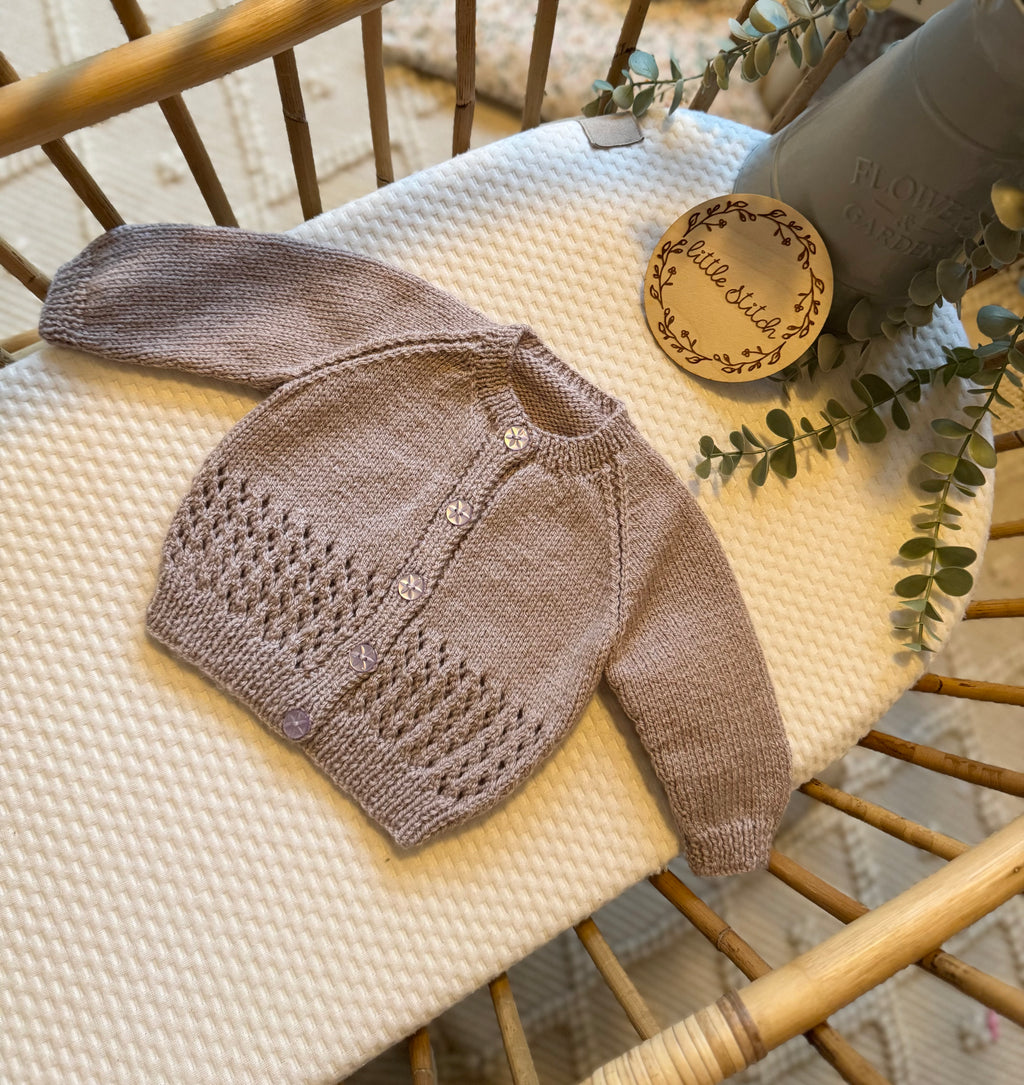 0-3m purple handknitted cardigan