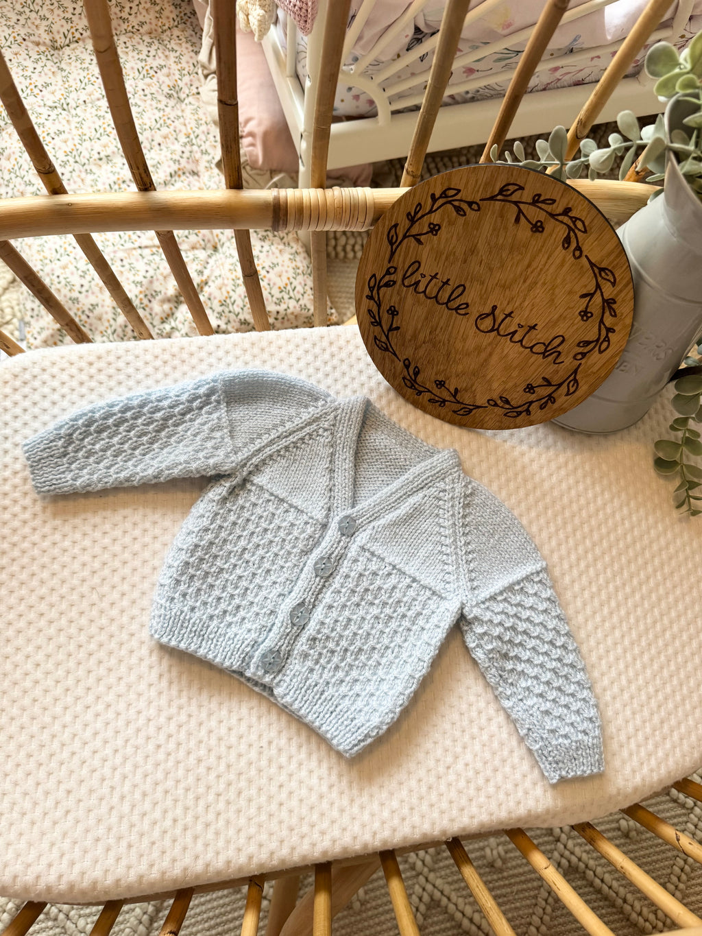 Blue 0-3m handknitted cardigan