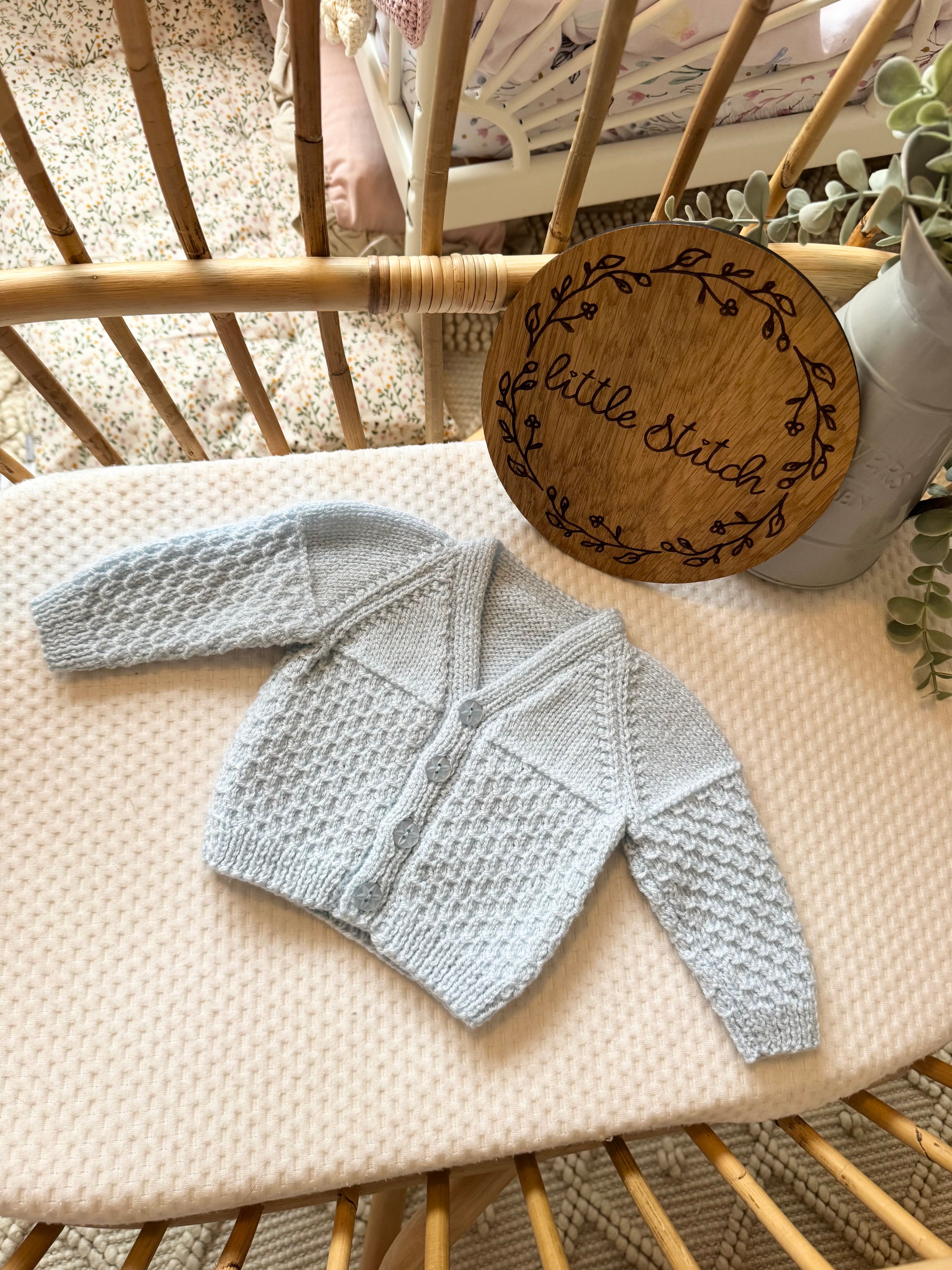 Blue 0-3m handknitted cardigan