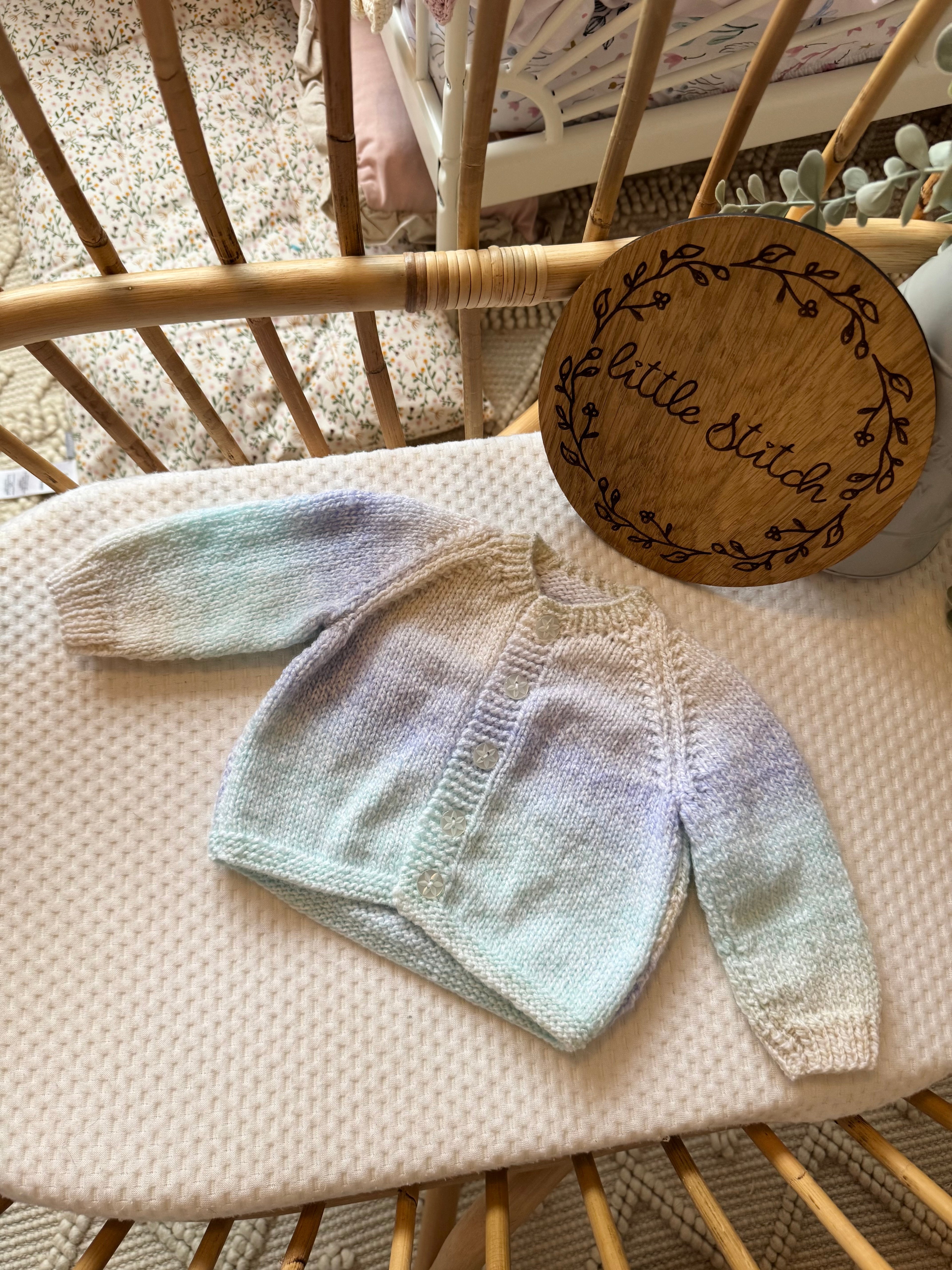 Pastel 3-6m handknitted cardigan