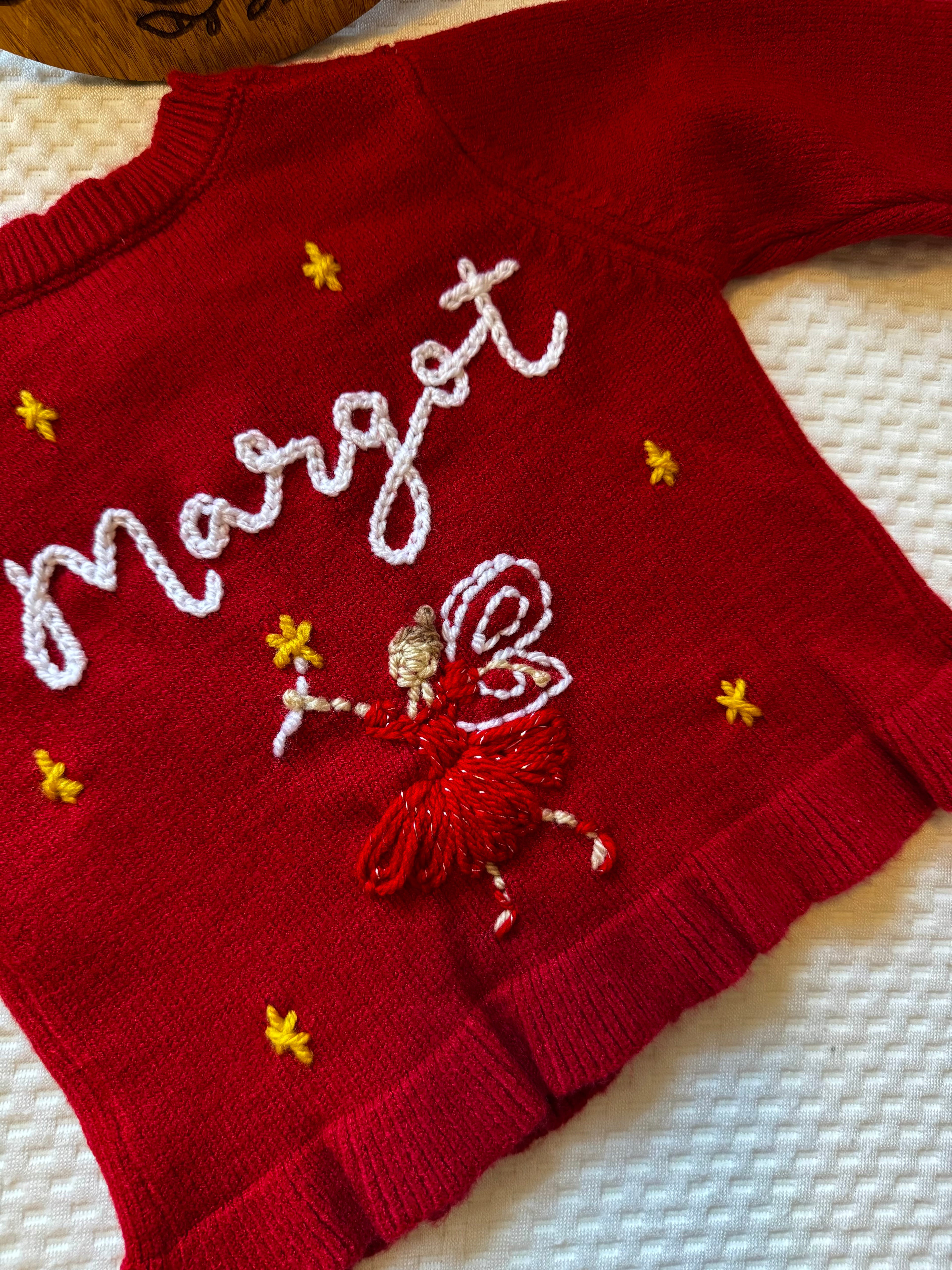Christmas fairy cardigan - includes 1 name (peplum style cardi is bigger fitting)