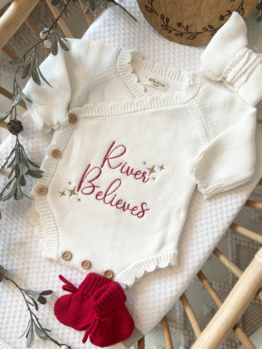 Christmas Believes scallop romper.