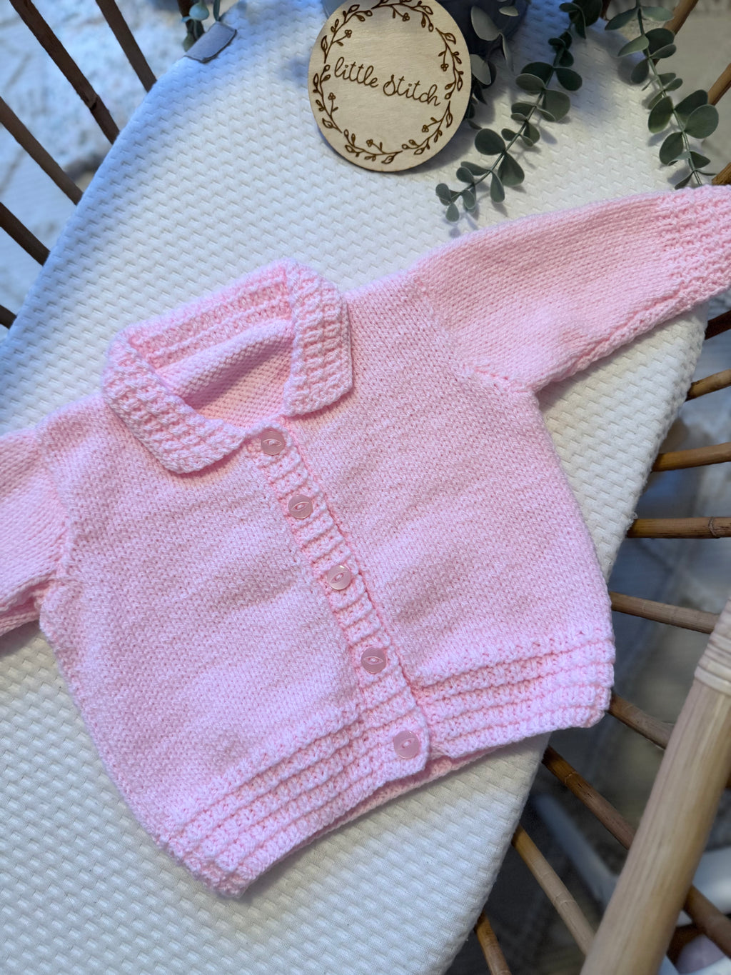 Pink 12-18m handknitted cardigan