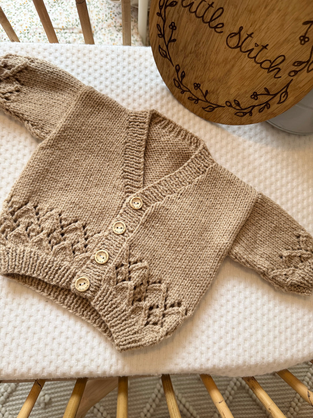 Brown 0-3m handknitted cardigan