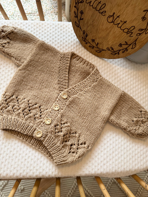 Brown 0-3m handknitted cardigan