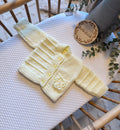 Yellow 0-3m hand knitted cardigan