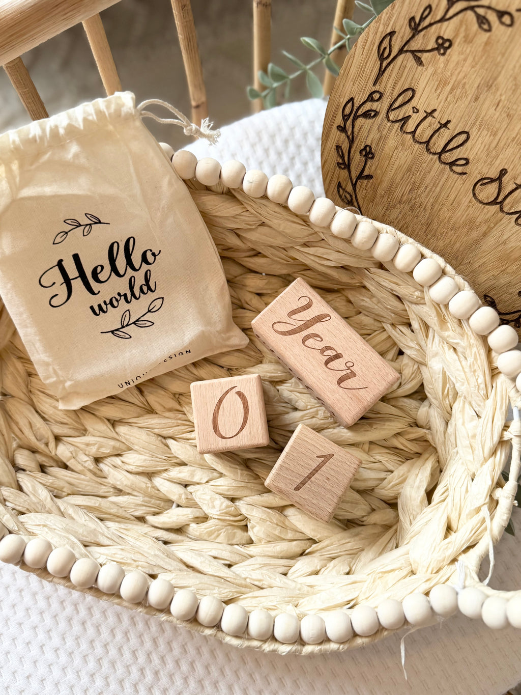 Wooden milestone blocks.
