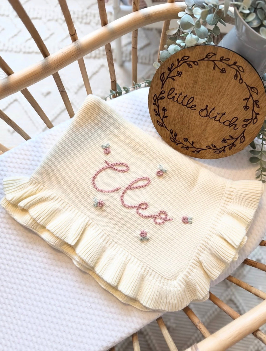 Rose and name blanket (2-3 weeks turnaround)