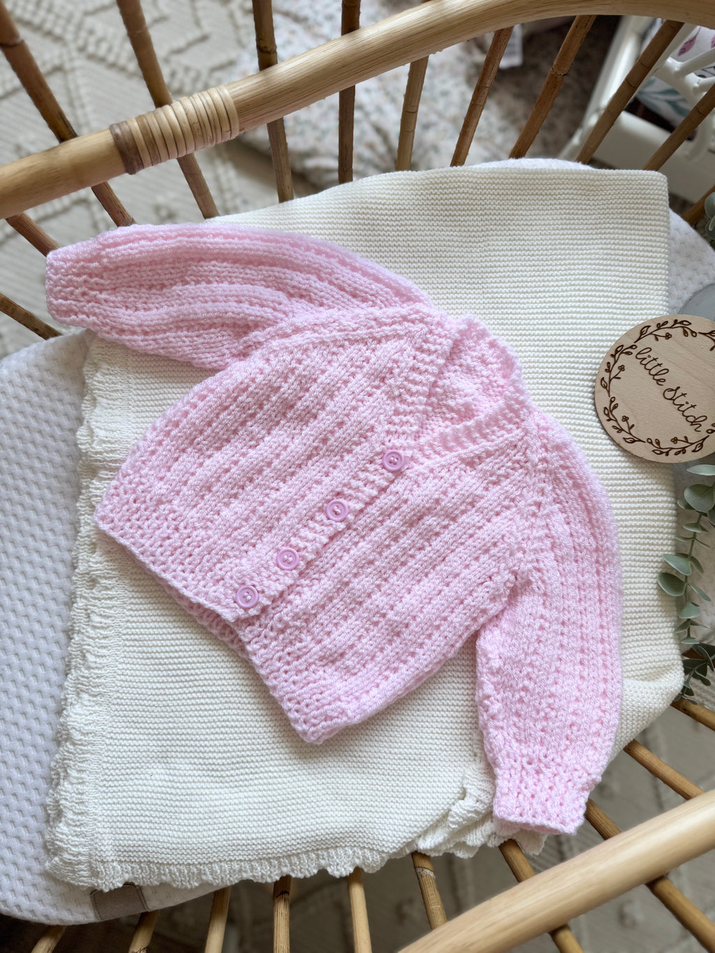 Pink 6-12m handknitted cardigan