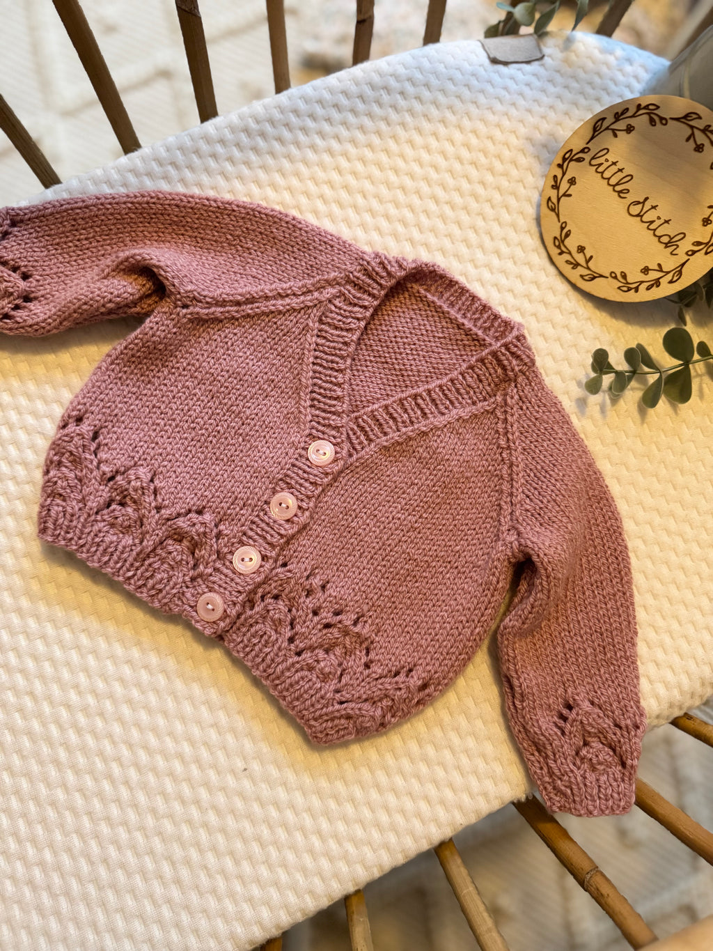 Pink 3-6m handknitted cardigan